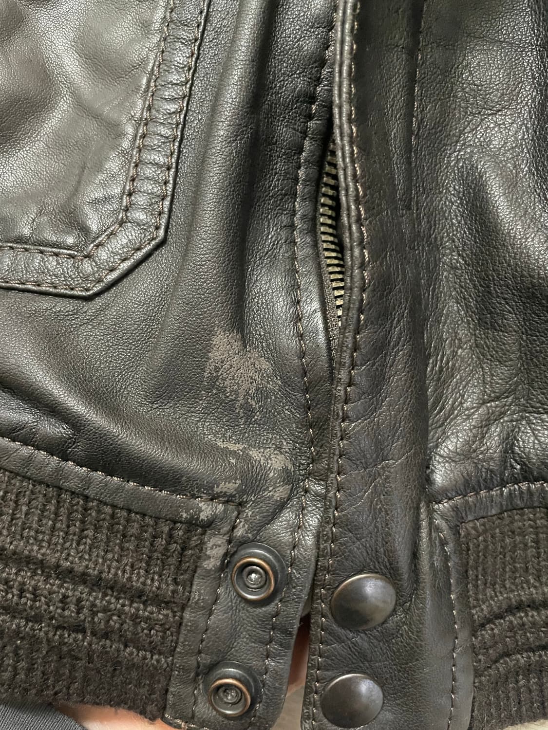 00s Sheepskin 양가죽포켓레더봄버자켓유니섹스다크브라운에디슬리먼 상품이미지10