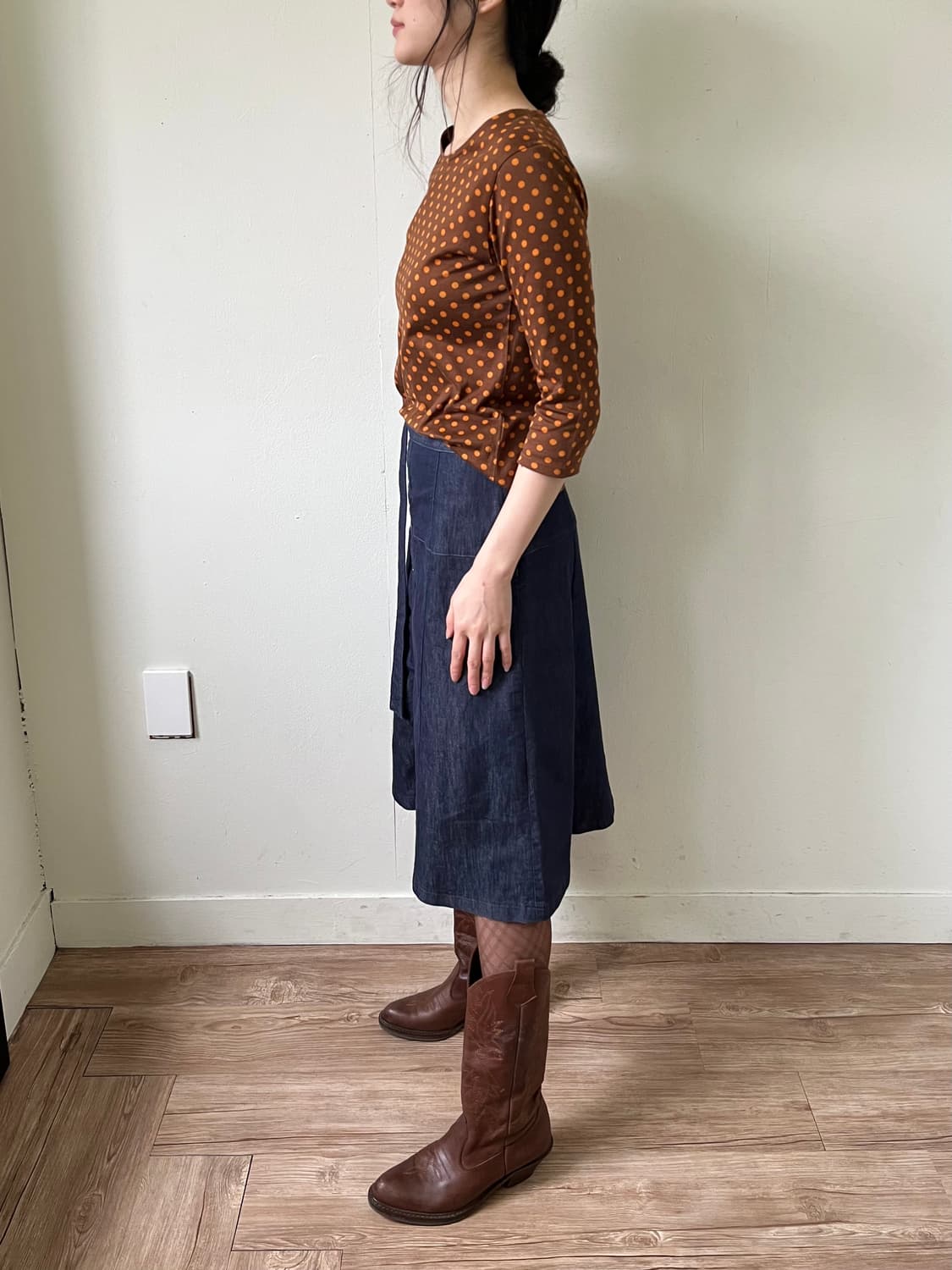 ALMAENROSE 페이크 버튼 데님 스커트 상품이미지9