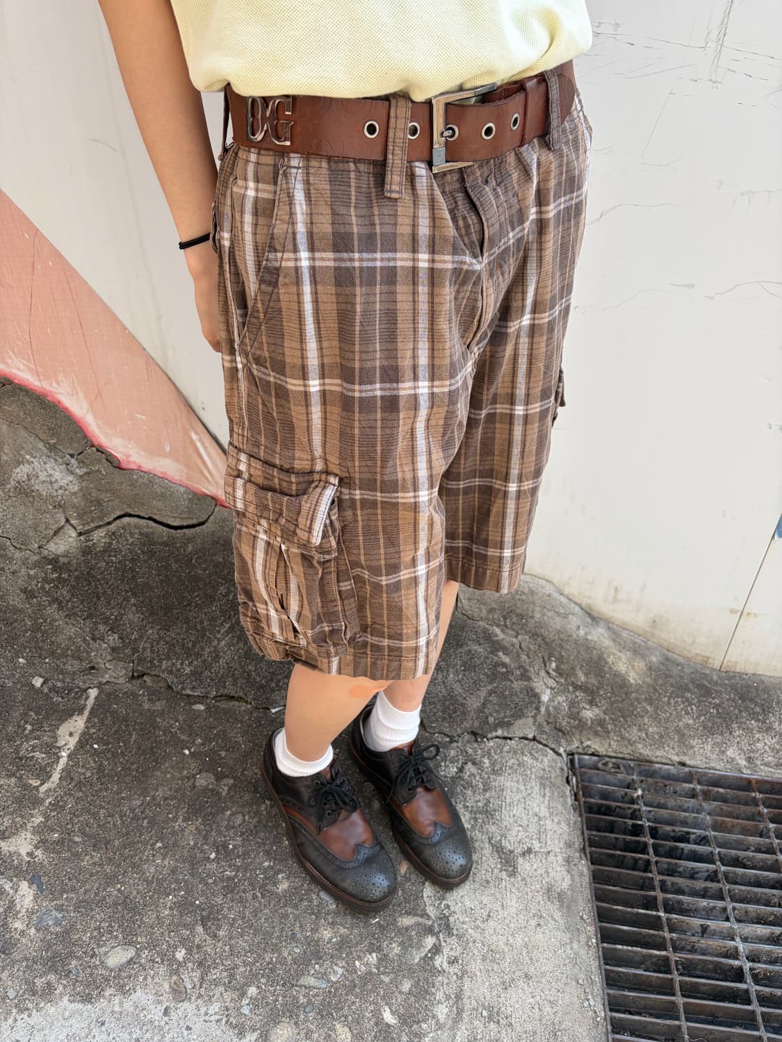 Old Navy 브라운 체크 카고 쇼츠 상품이미지1