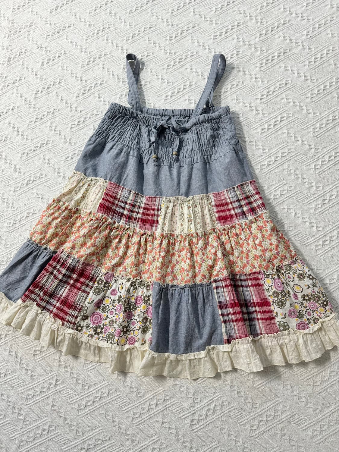 패치 워크 2-way 끈 원피스/스커트 상품이미지7