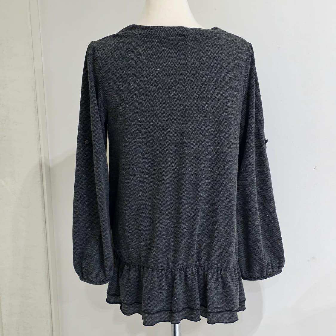 joky gal 일본빈티지)오네갸루 그레이 프릴 로맨틱 모리걸 니트가디건 상품이미지3