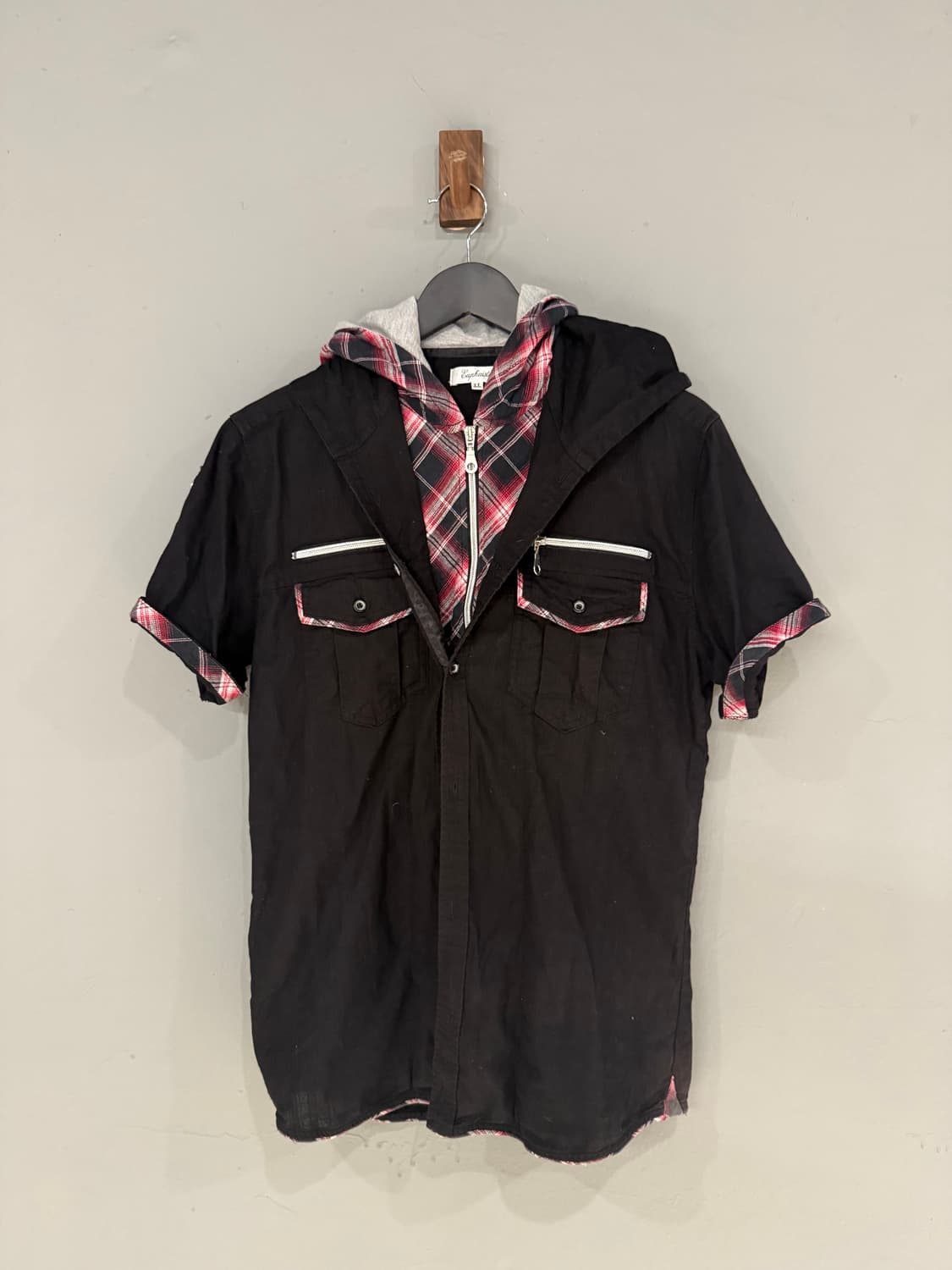 check hood layered detail shirt 상품이미지5