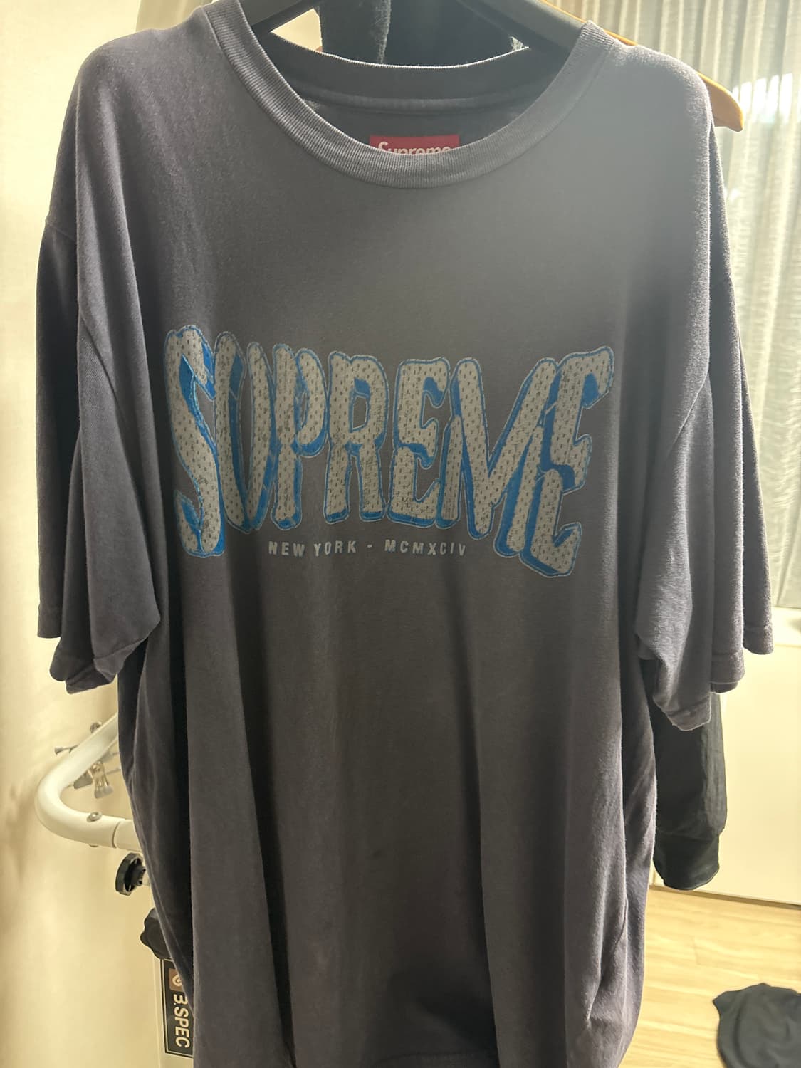 슈프림 플록 워시드 네이비 반팔 상품이미지3