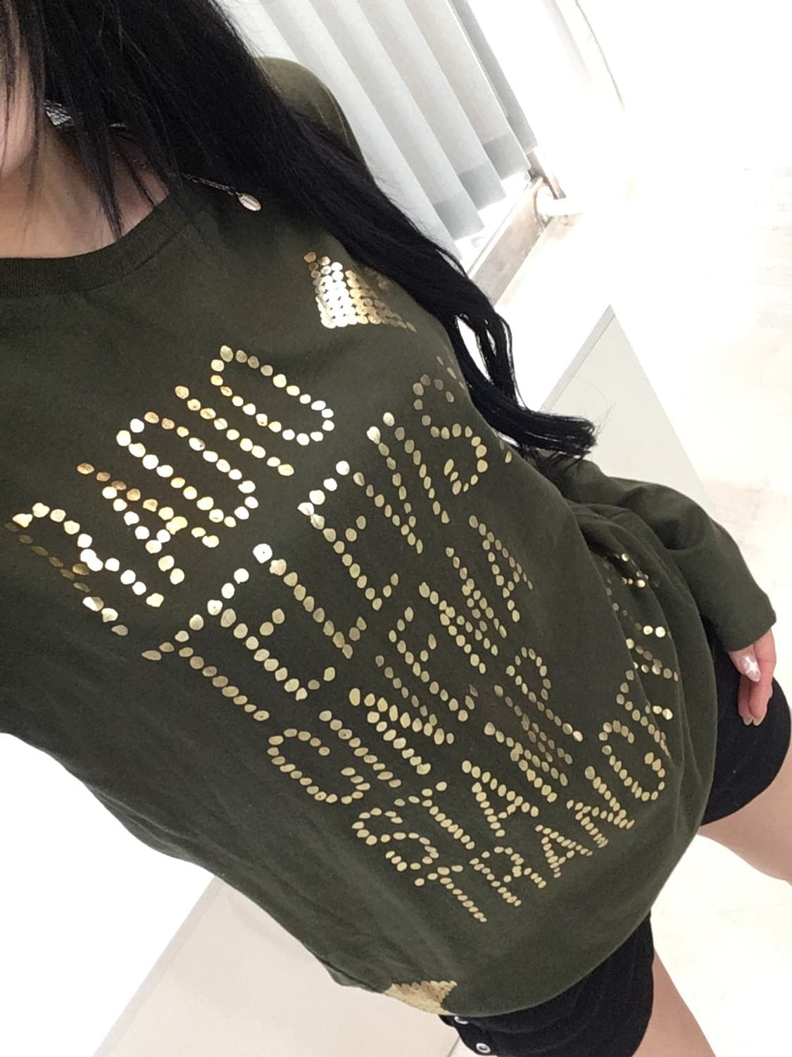 빈티지 카키 골드 레터링 롱슬리브 상품이미지2