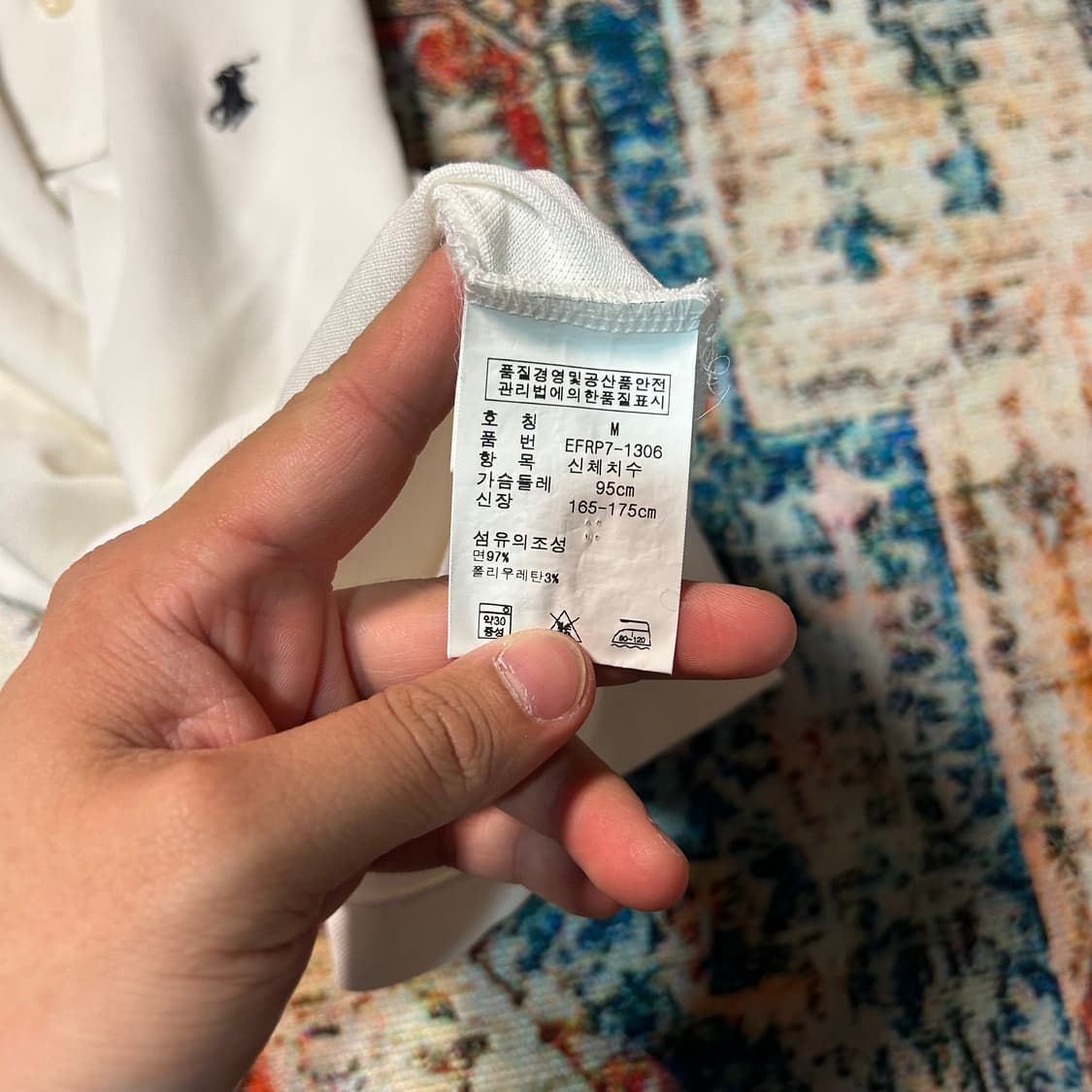 [M] 랄프로렌 슬림핏 화이트 포니 로고 카라 반팔 상품이미지5