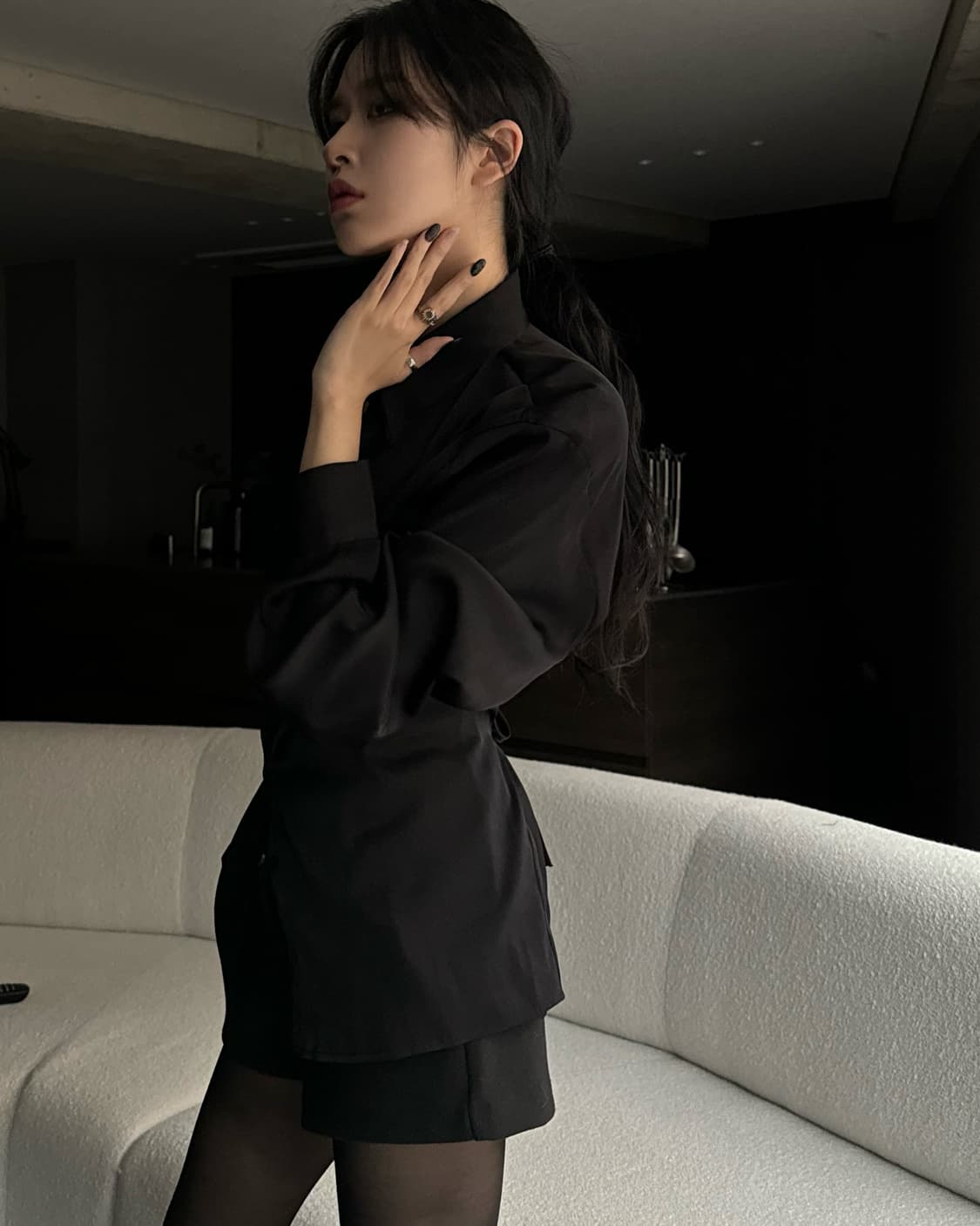 새틴 블랙 셔츠 상품이미지5