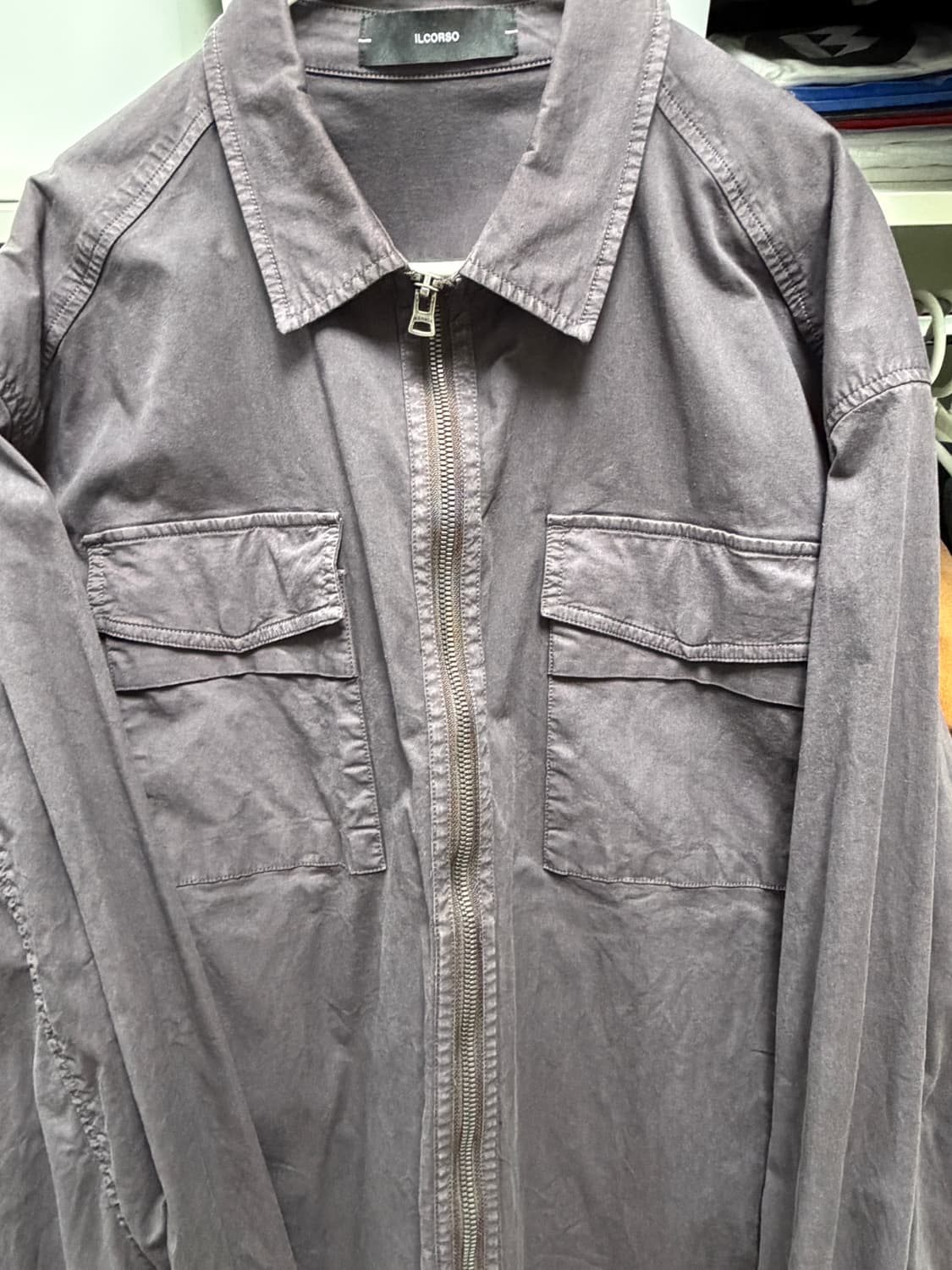 일꼬르소 가먼트다잉 투 포켓 집업 셔켓 상품이미지4