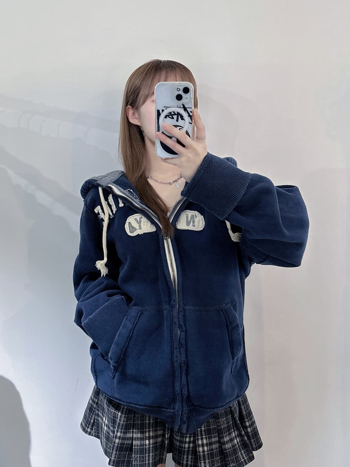 아베크롬비 네이비 빅로고 헤비스웻 후드집업 상품이미지2