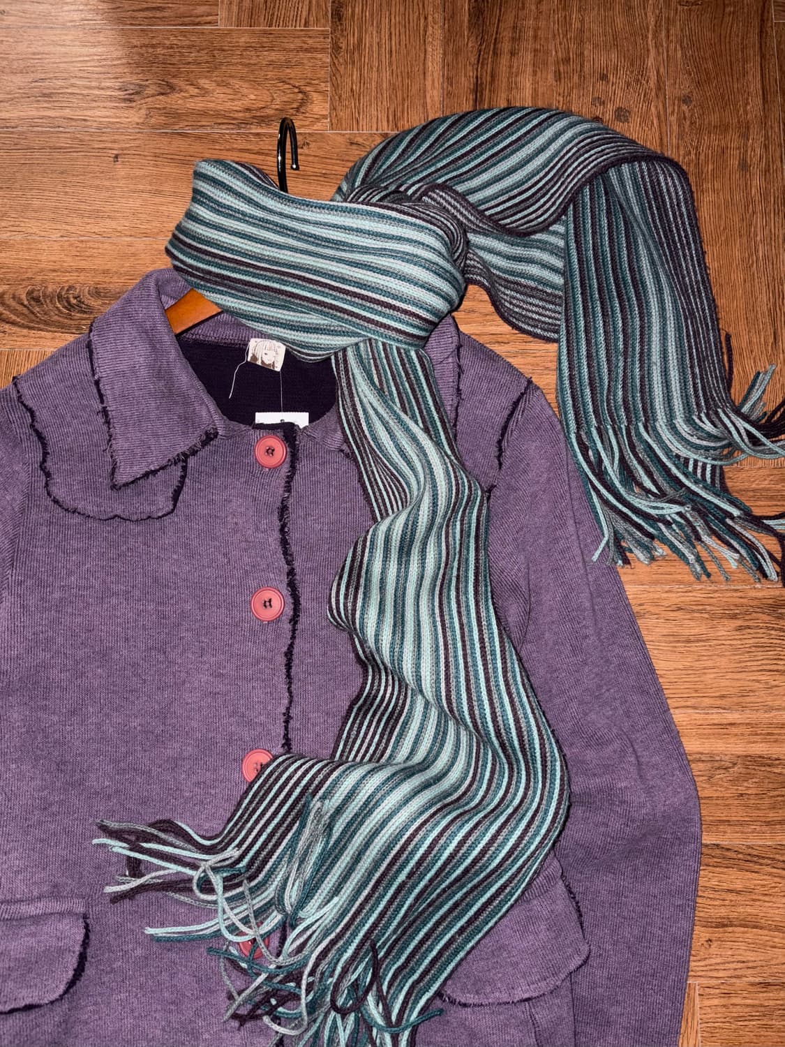 빈티지 민트 스트라이프 머플러 상품이미지2