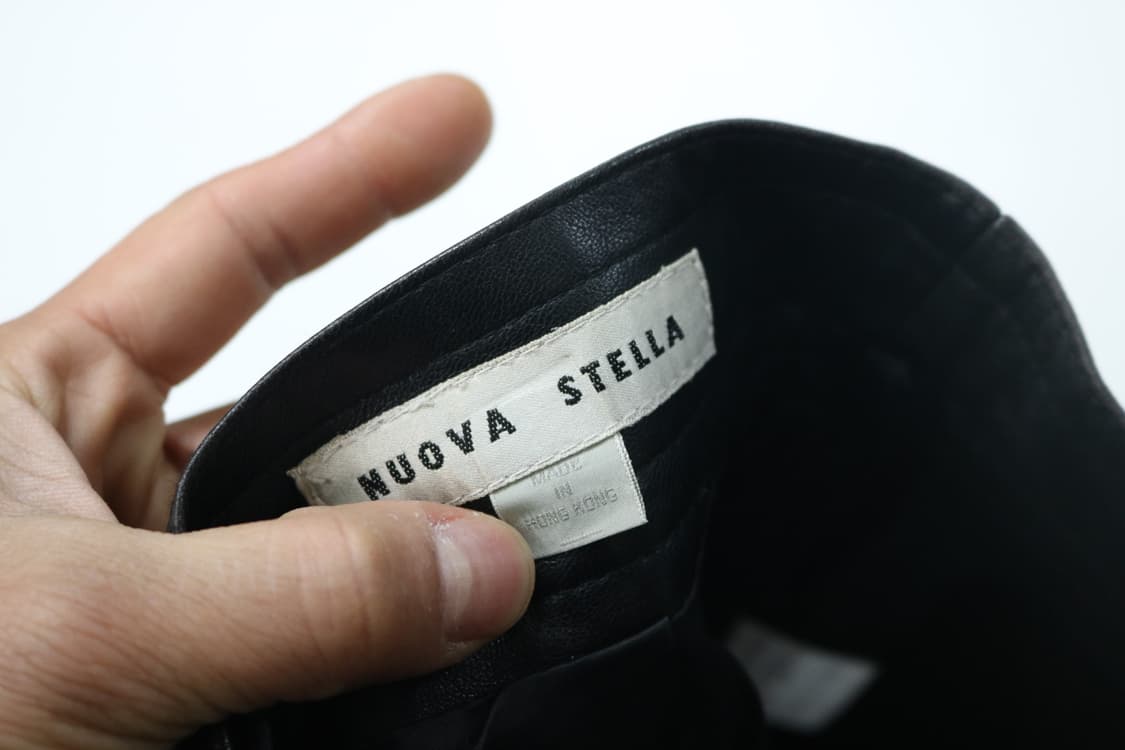 UOVA STELLA 빈티지 블랙 램스킨 레더 미디 스커트 (M) 상품이미지9