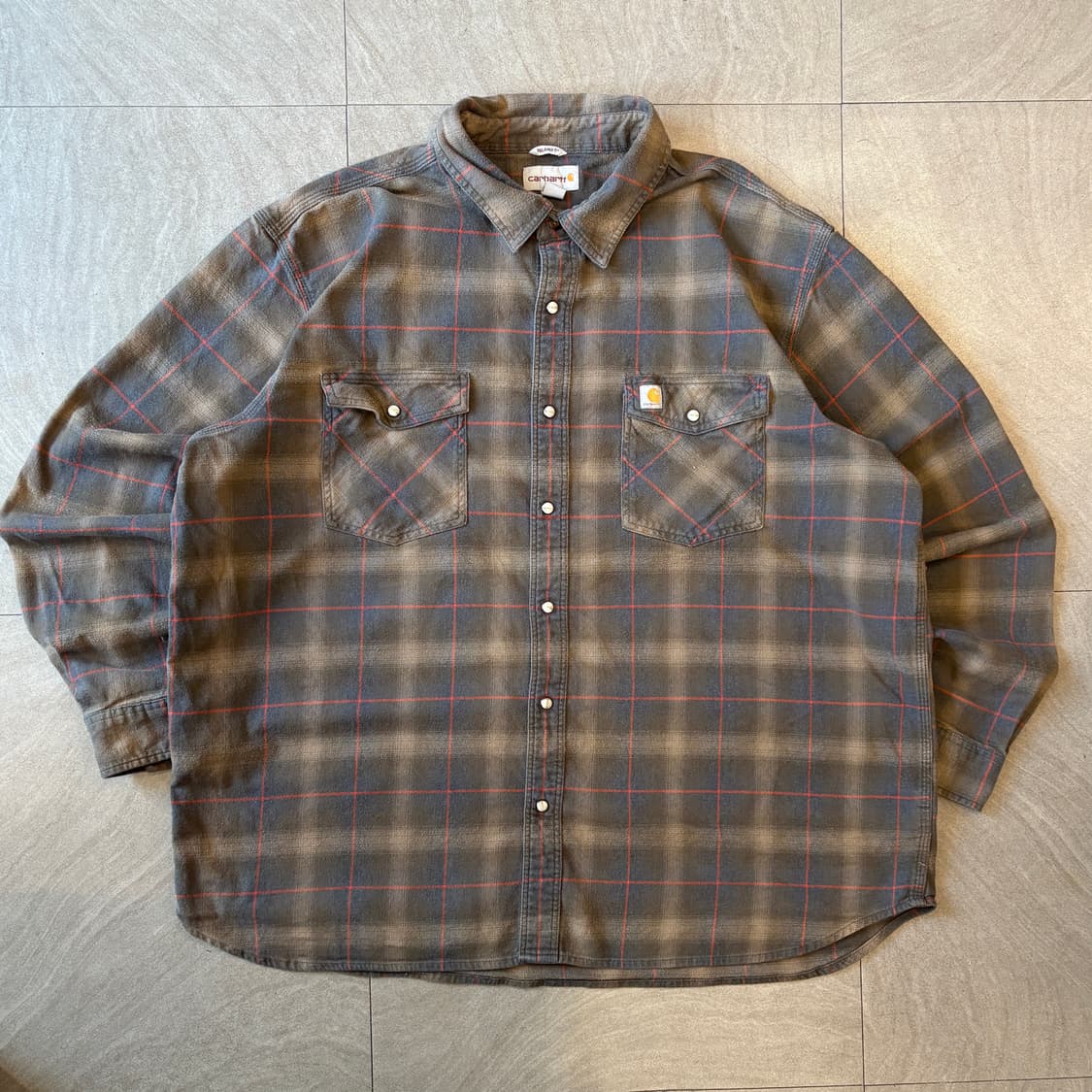 칼하트 정품 오리지널 해비 코튼 체크 긴팔 셔츠 상품이미지1