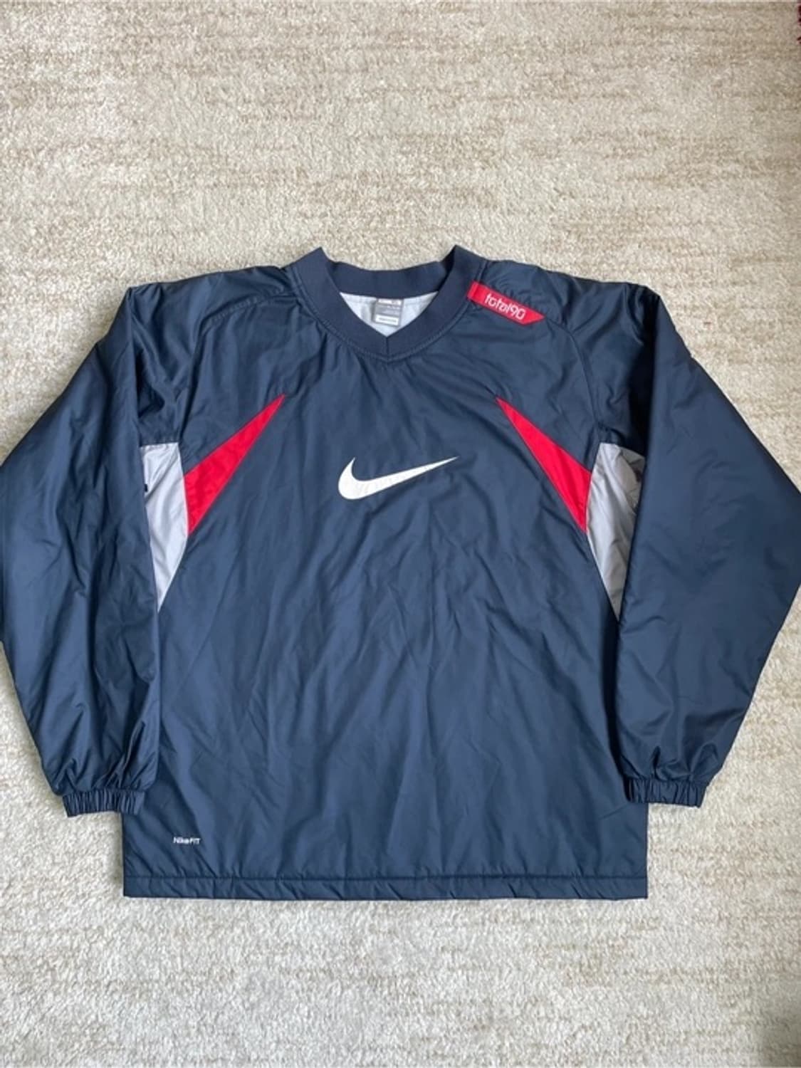 [XL]  00s 나이키 토탈90 배색 두툼한 웜업 자켓 티셔츠 상품이미지1
