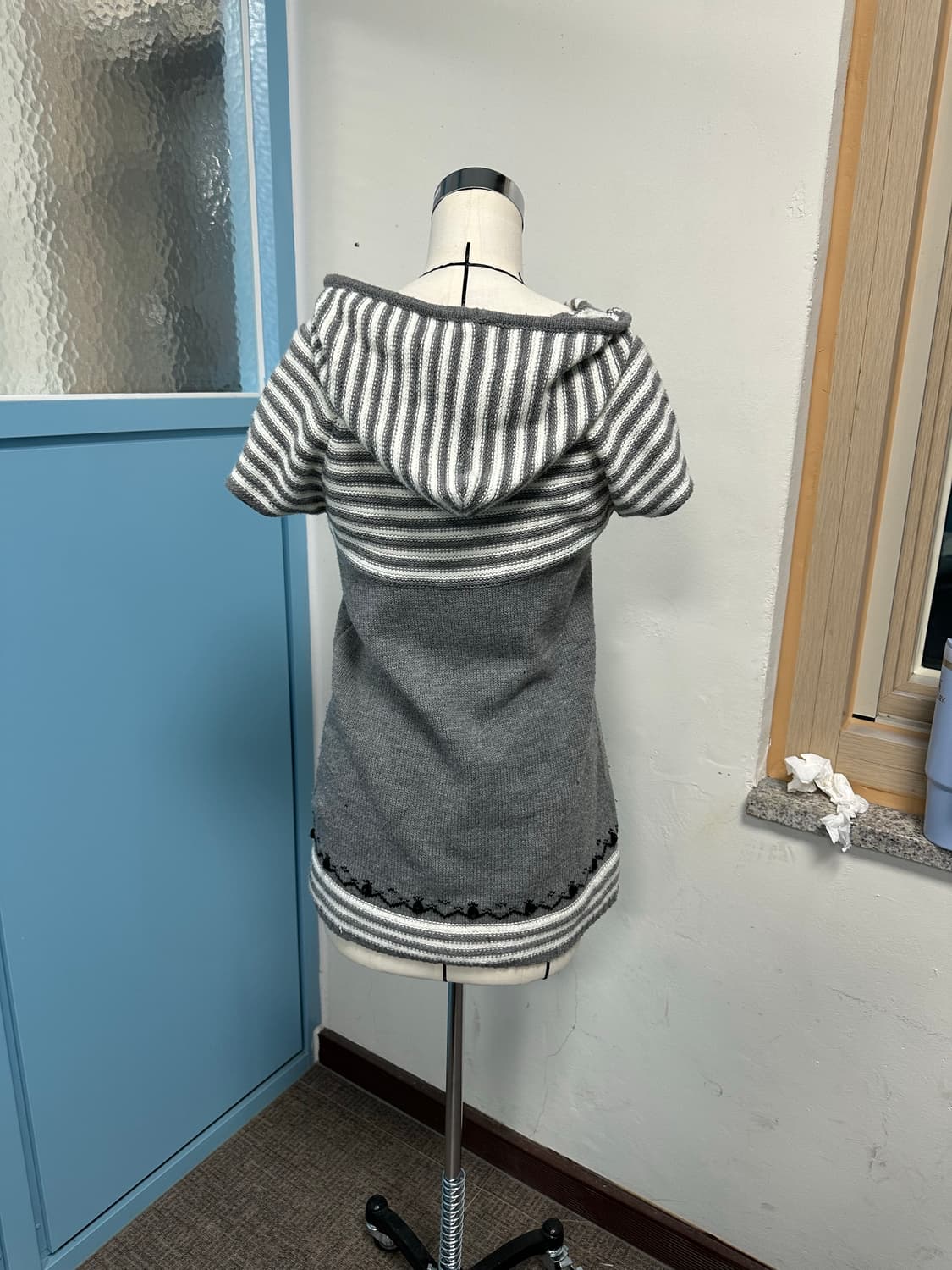 빈티지 모리 폼폼이 니트 반팔 후디 상품이미지2