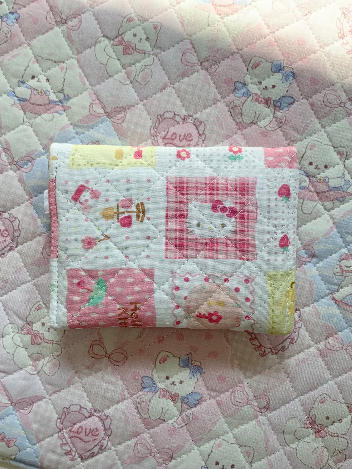 [ 핸드메이드 ] 헬로키티 핑크 체크무늬 똑딱이 카드지갑 상품이미지3