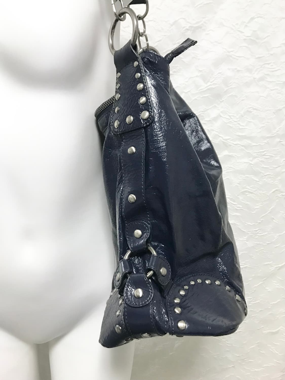 빈티지 돈가죽 스터드 실버 링 리얼 레더 숄더백 상품이미지5