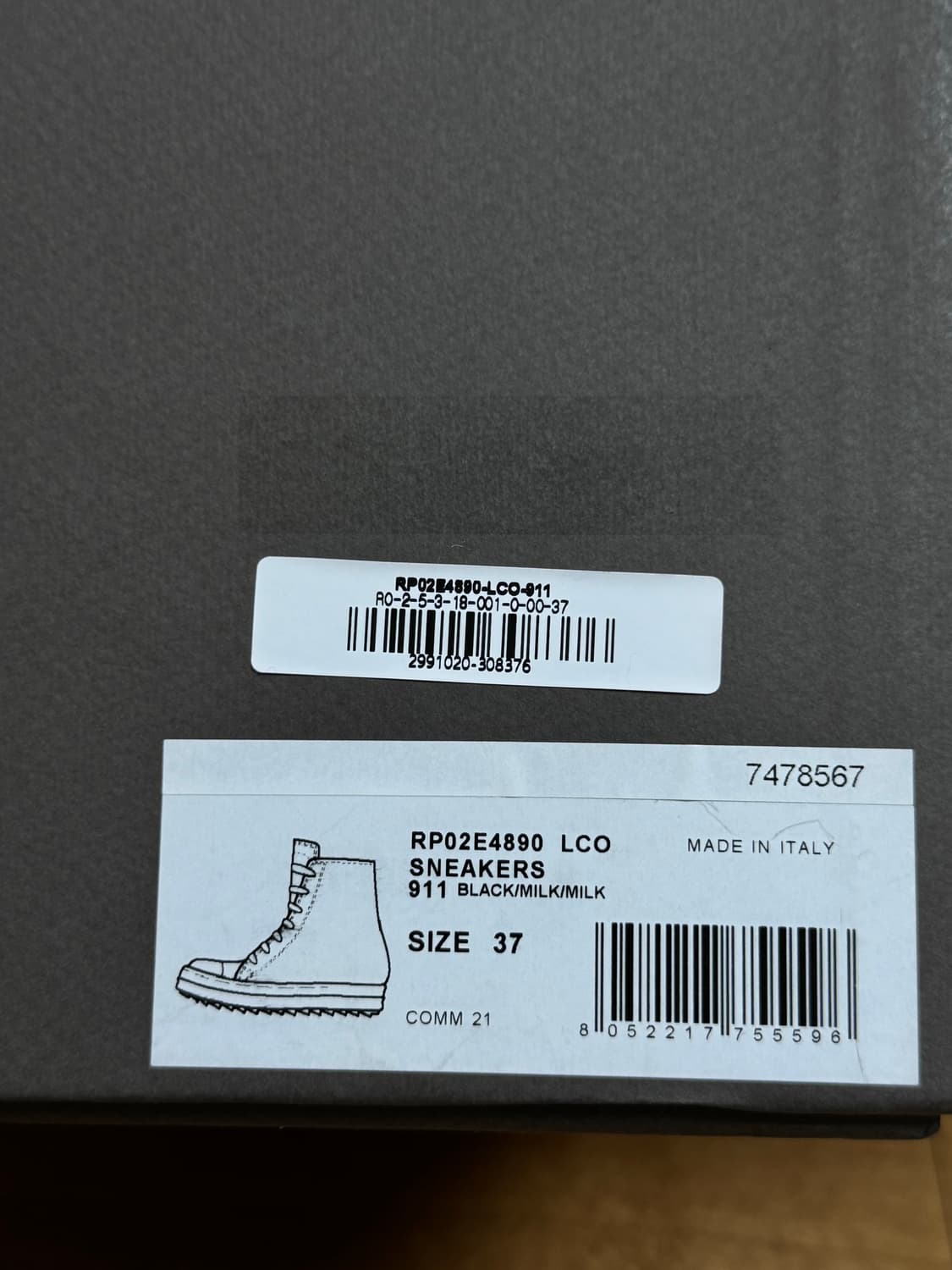 릭오웬스 라몬즈 하이탑 레더 스니커즈 37 상품이미지8