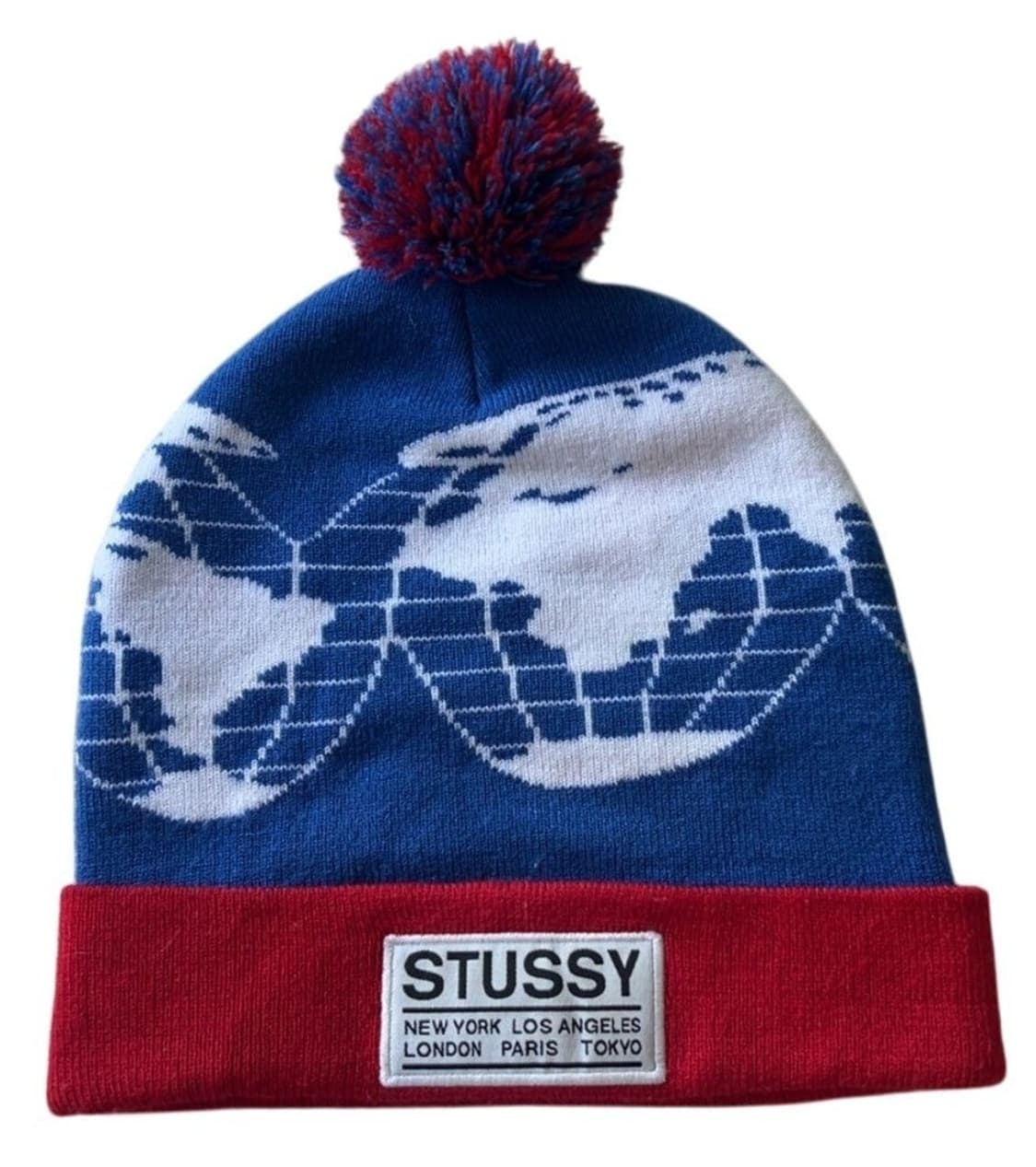 90s 빈티지 스투시 지구본 월드 투어 방울 비니 상품이미지1