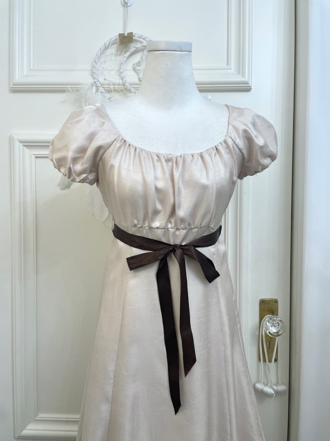 LEST ROSE beige ivory shirring puff prin 상품이미지5