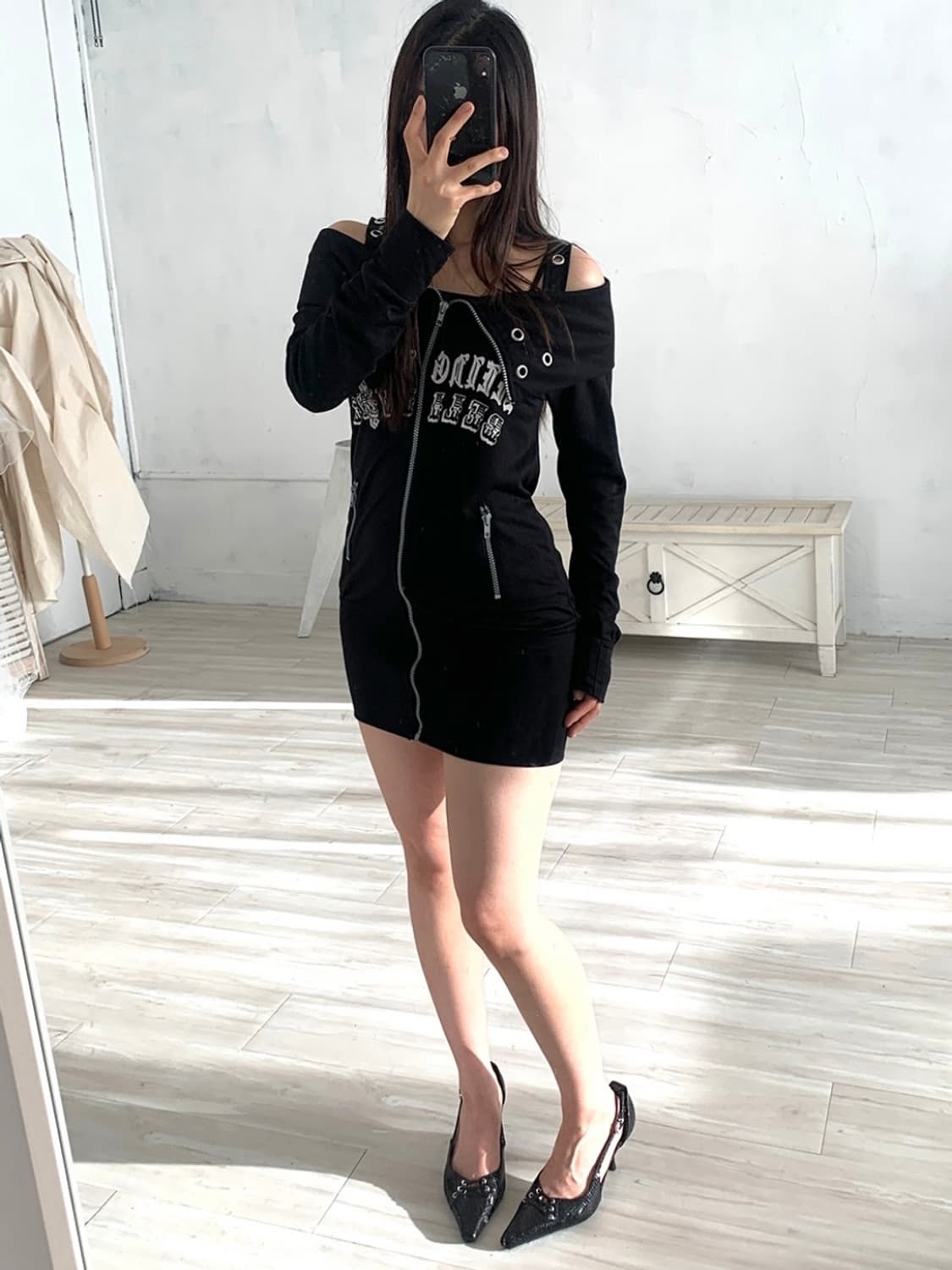 Punk off-shoulder mini dress 상품이미지4