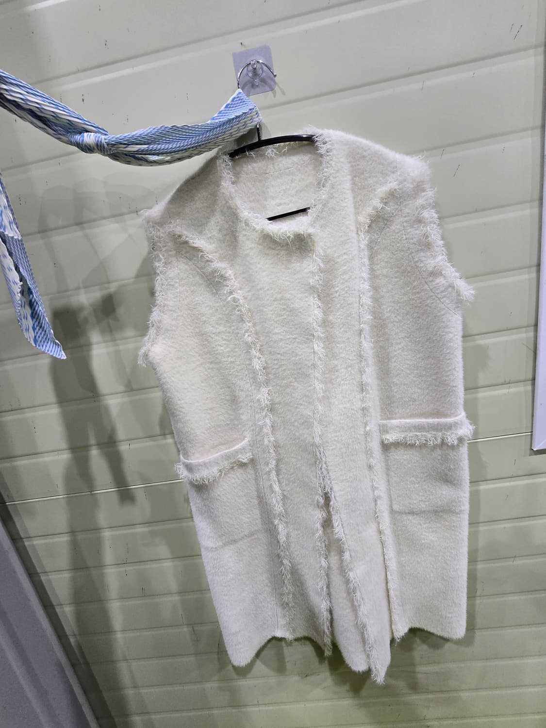 아이보리 퍼 베스트 조끼 스카프 세트 상품이미지4