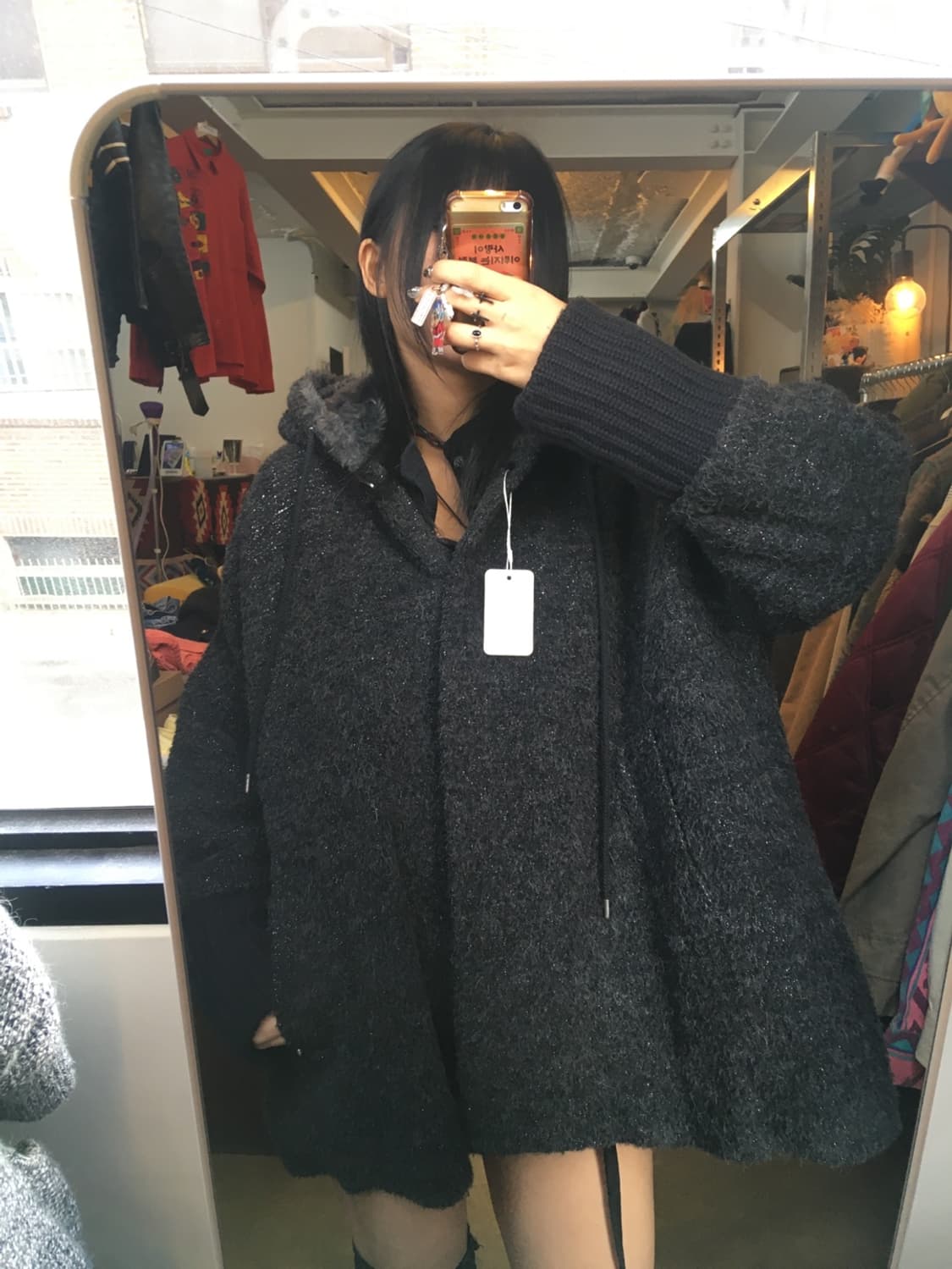 BACCA 투모로우랜드 케이프 형식 울 알파카 혼방 롱립 후드 자켓 상품이미지2