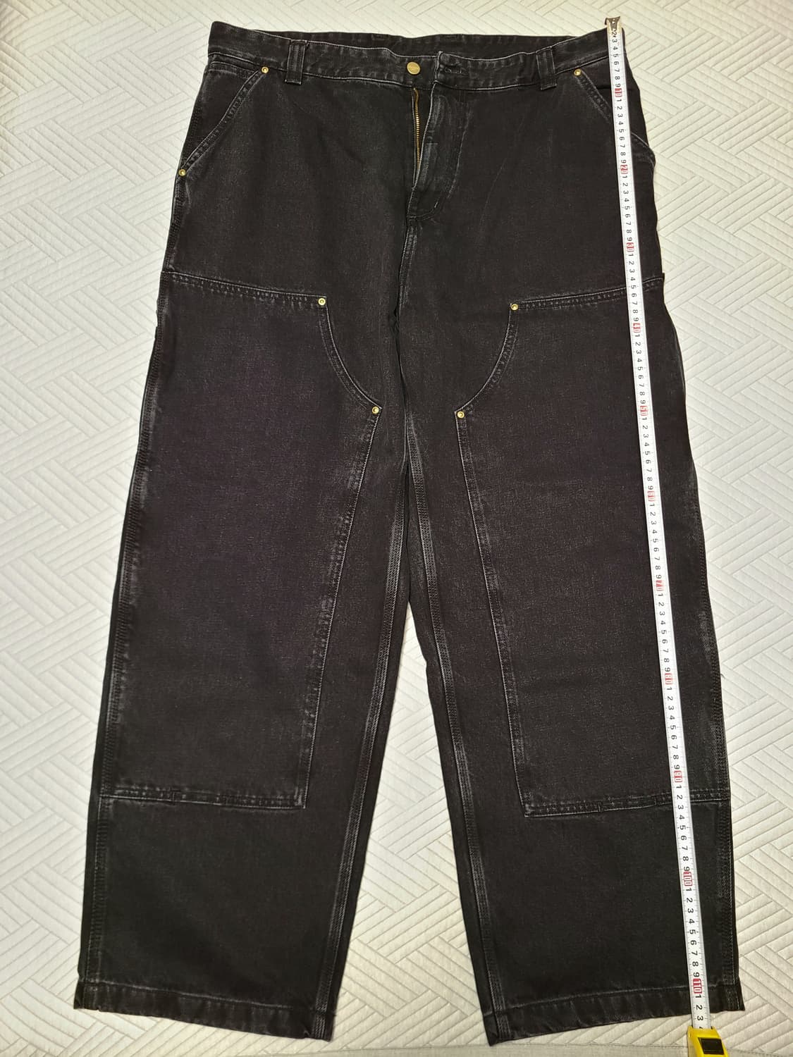 칼하트 WIP 내쉬 더블 니 팬츠 스미스 블랙 스톤 워시드 XL 사이즈 상품이미지1