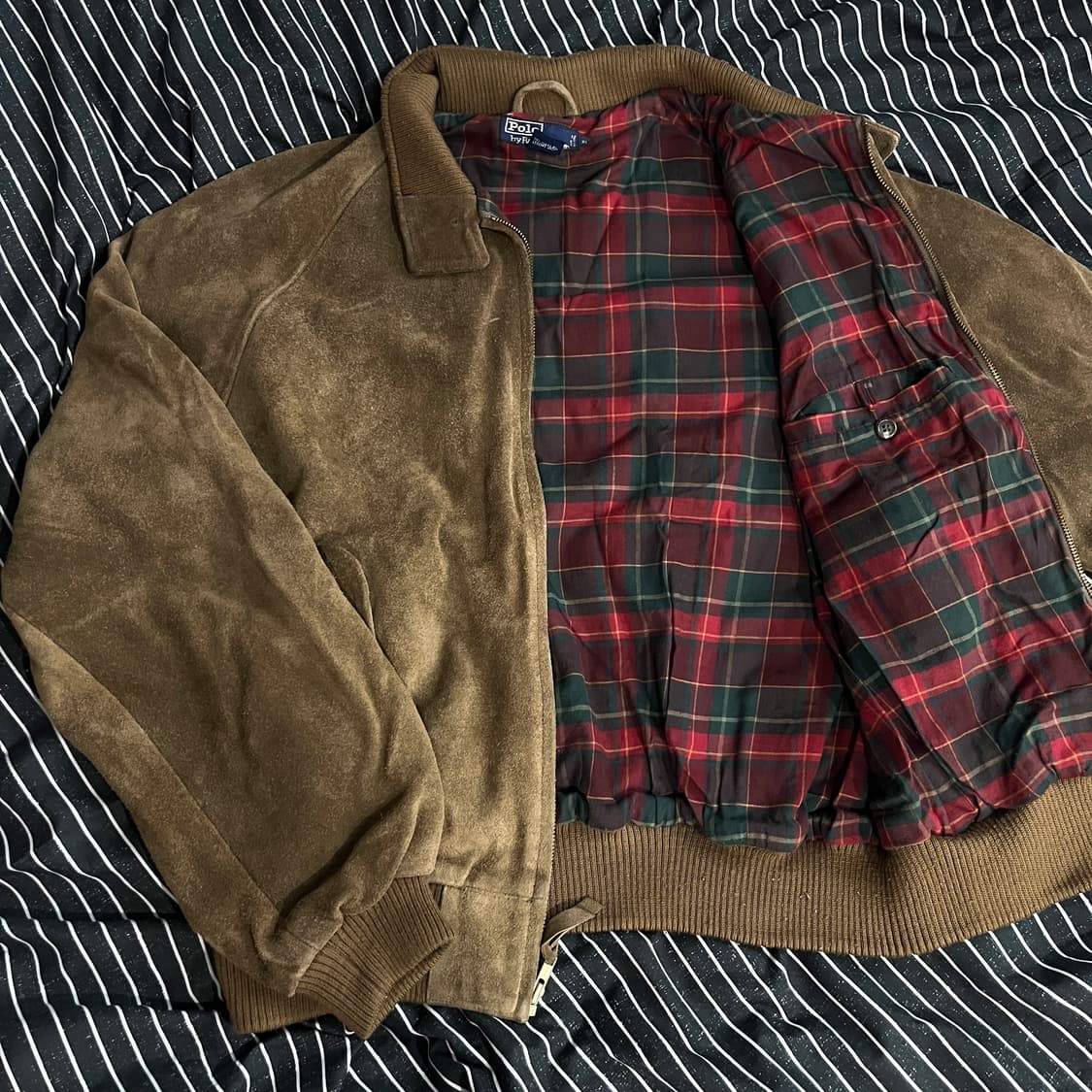 90s 폴로 스웨이드 헤링턴 자켓 XL 모카 베이지 상품이미지4