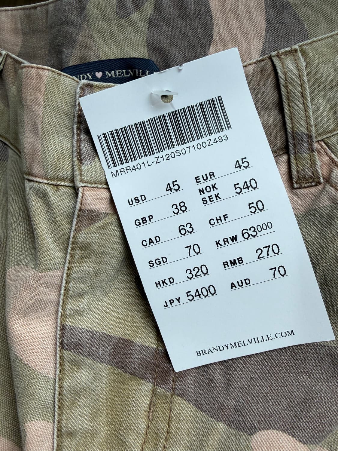 Brandy melville zennapants 브랜디멜빌 제나카모팬츠 상품이미지4