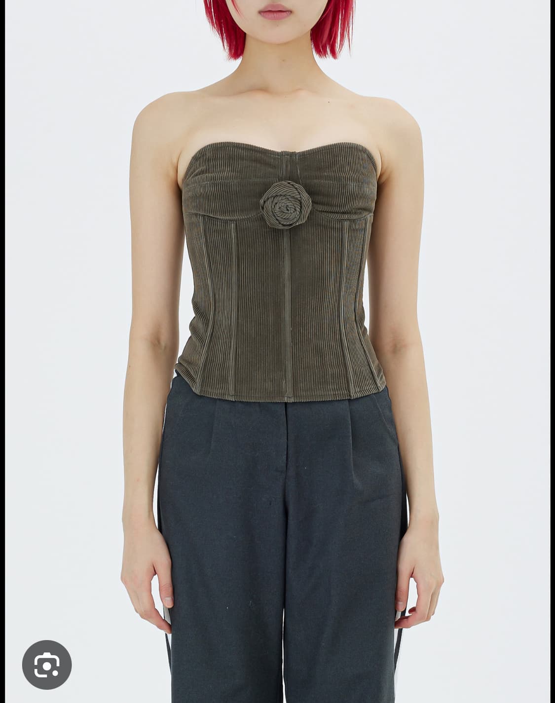 2000아카이브 Corduroy TubeTopwithRoseCorsage 상품이미지5