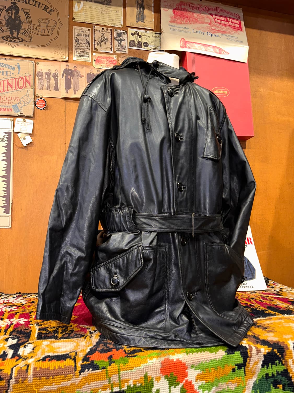 ( 2XL ) 가죽코트 가죽카코트 겨울코트 양가죽자켓 빈티지가죽 상품이미지3