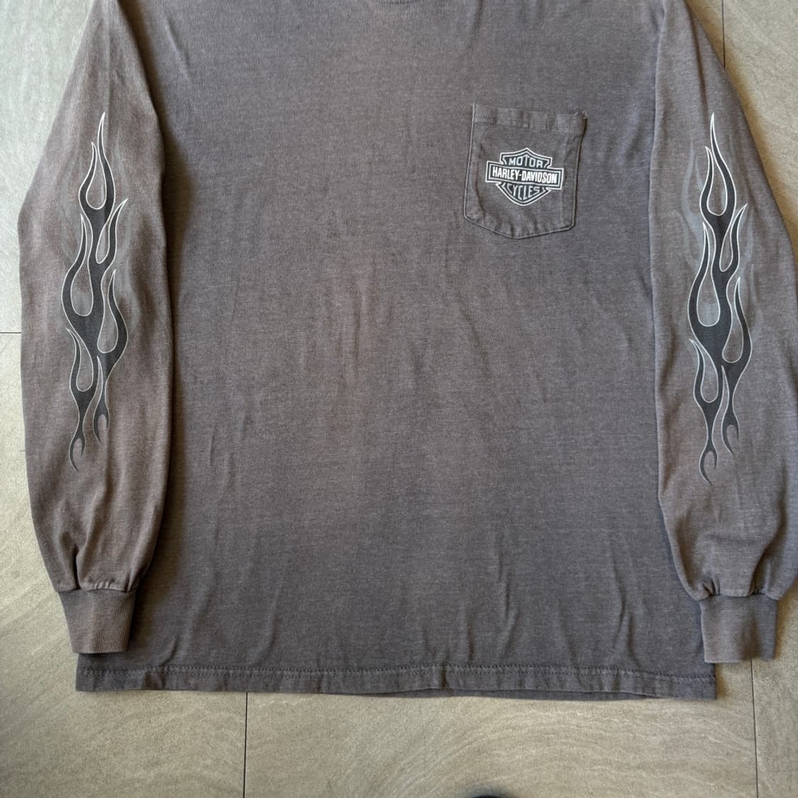 할리데이비슨 미국 생산 다크 그레이 플레임 긴팔 티셔츠 상품이미지4