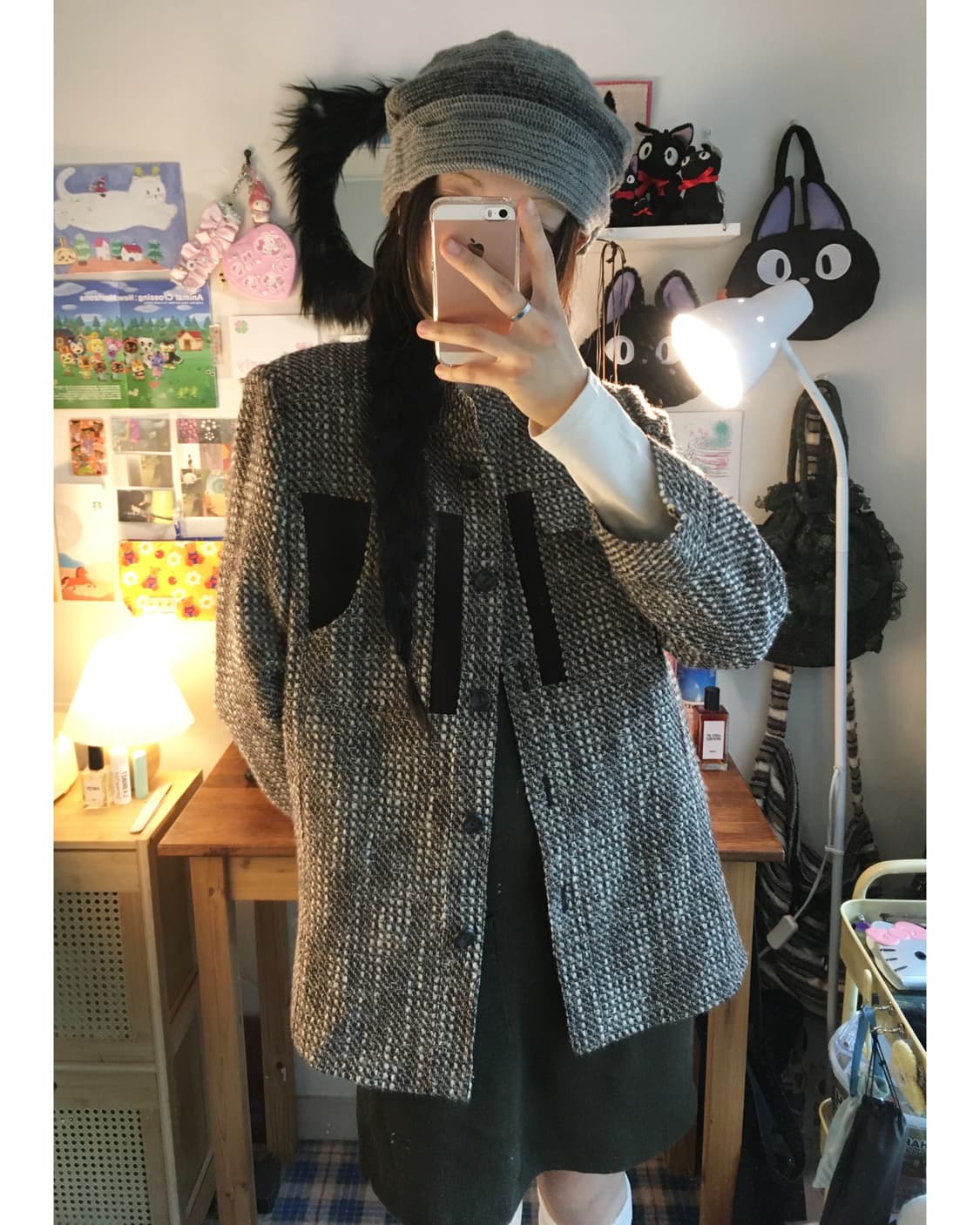 VINTAGE TWEED STAND JACKET BROWN 상품이미지4