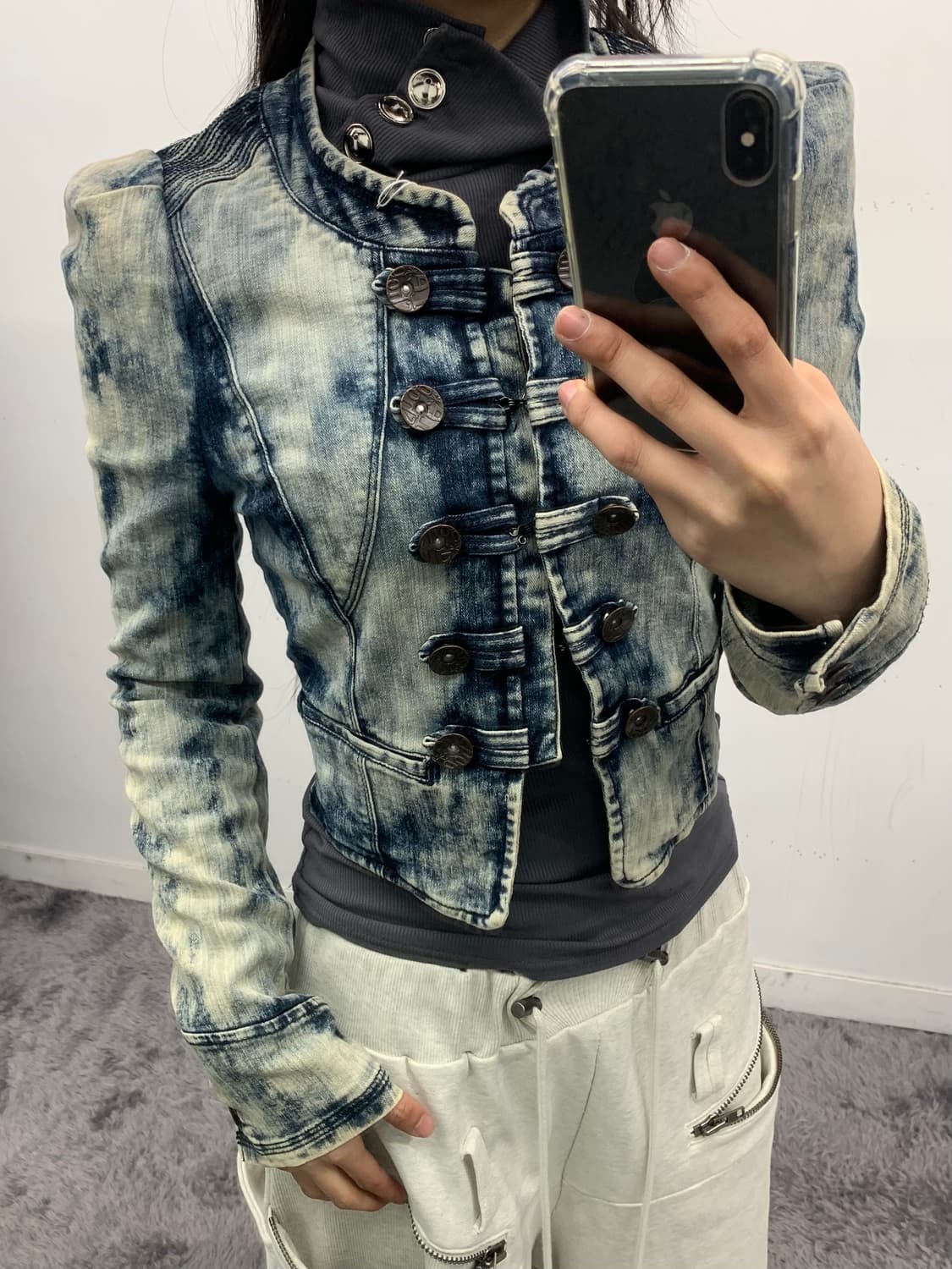 빈티지 워싱 데님 나폴레옹 자켓 상품이미지2