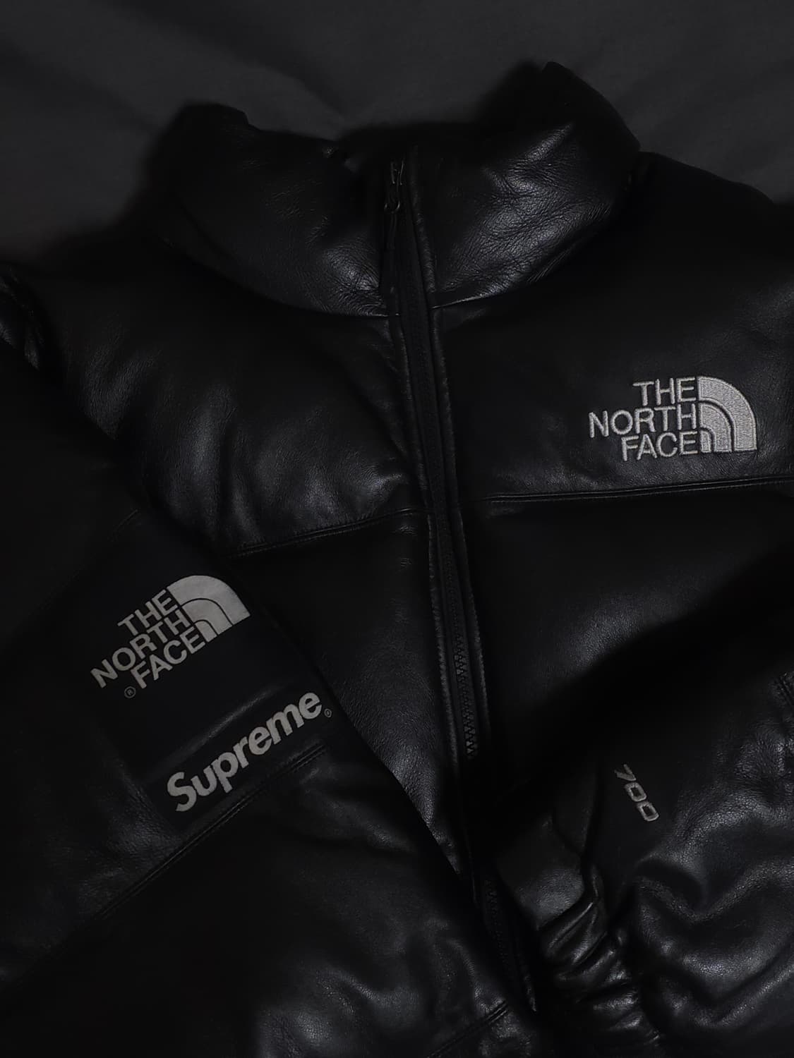 [XL] 슈프림 노스페이스 레더 눕시 패딩 블랙 상품이미지4