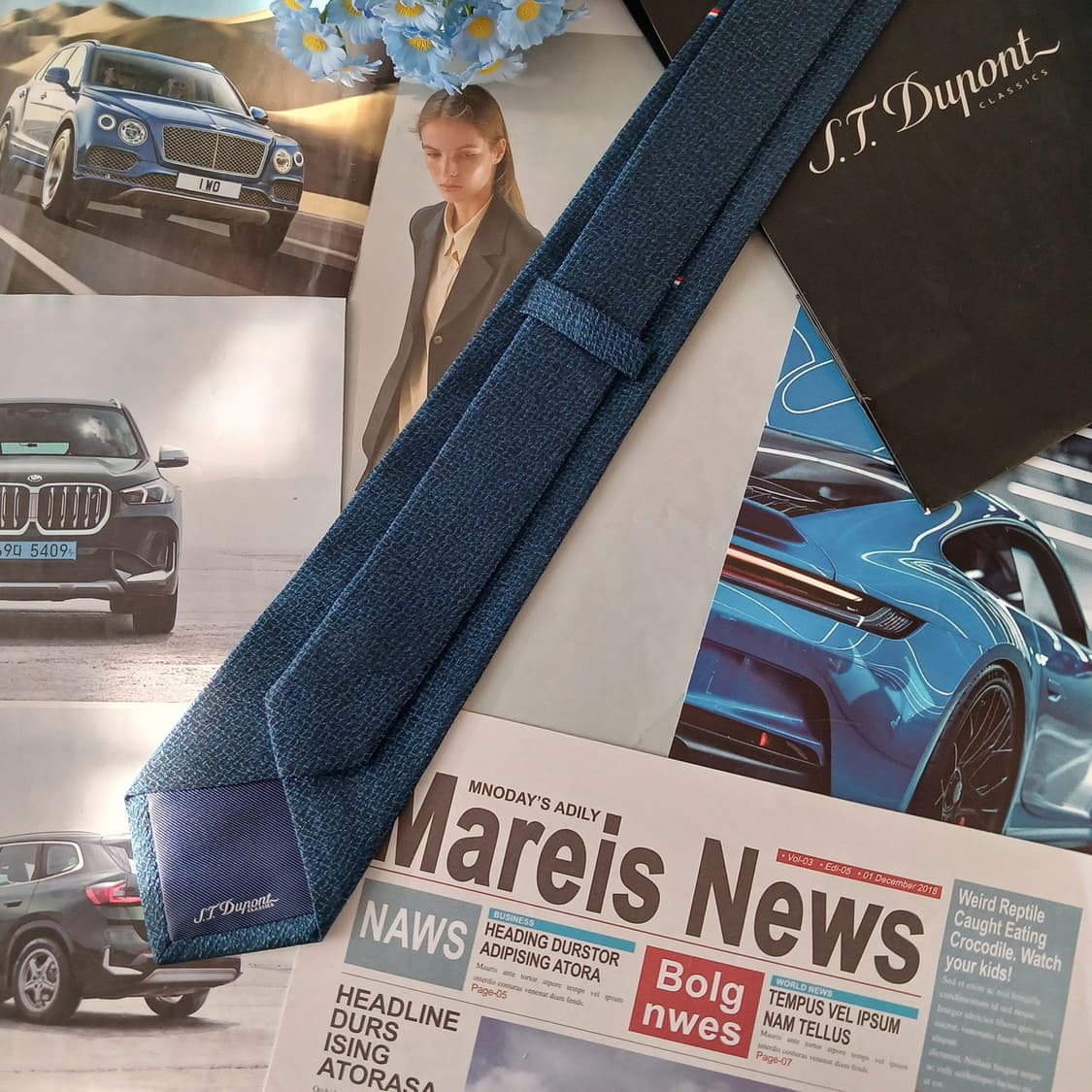 듀퐁 실크 네이비 로고 포인트 넥타이 8.2cm A+등급 A19276
 상품이미지4