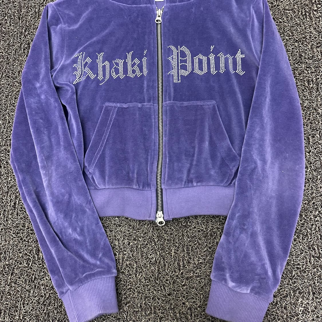 카키포인트 벨벳 큐빅 후드집업 퍼플 상품이미지4