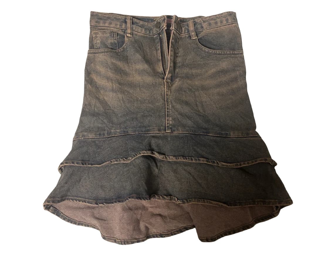 빈티지 데님 프릴 스커트 상품이미지1