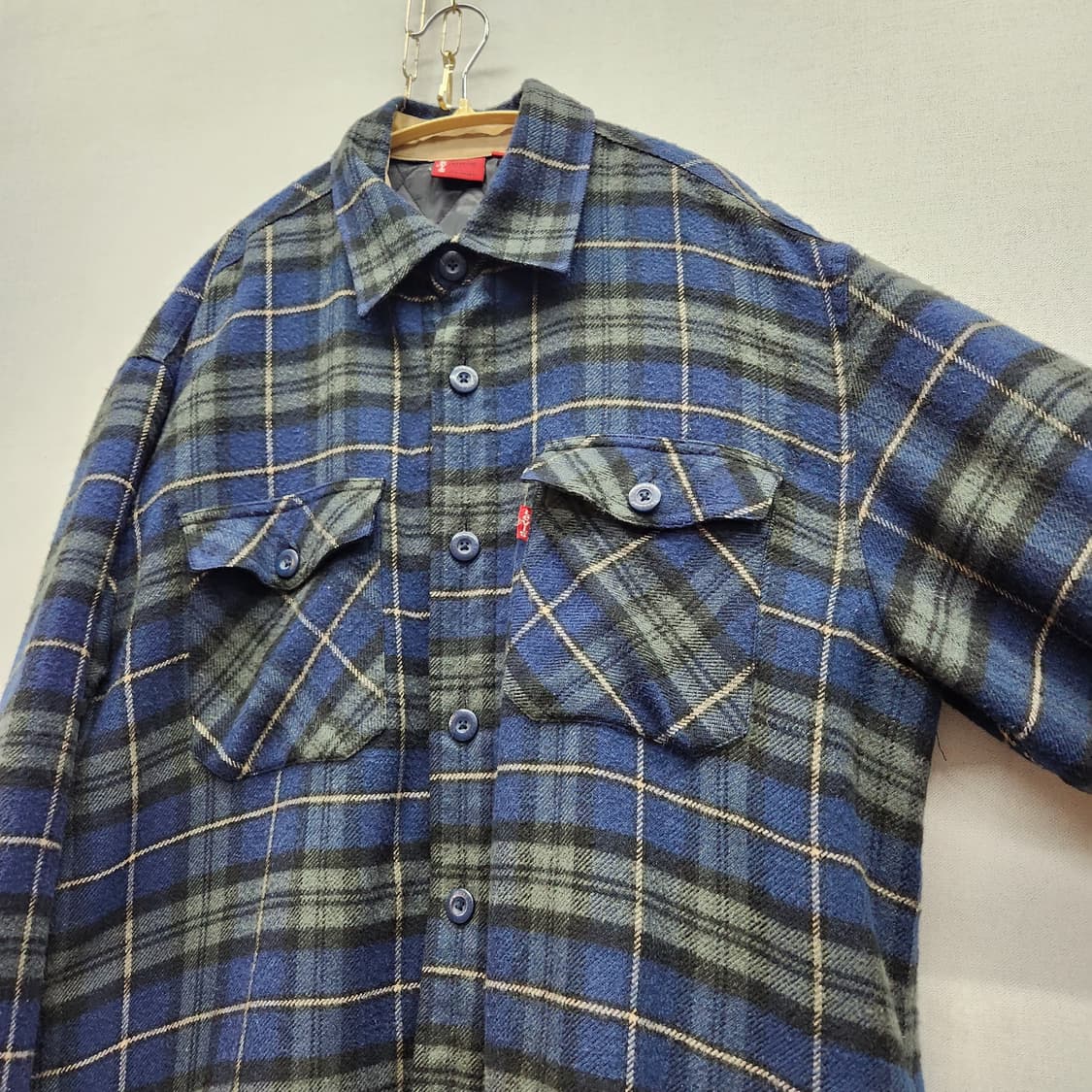 레드탭 리바이스 투포켓 셔츠형 체크자켓(안감퀄팅) L(XL) 상품이미지3