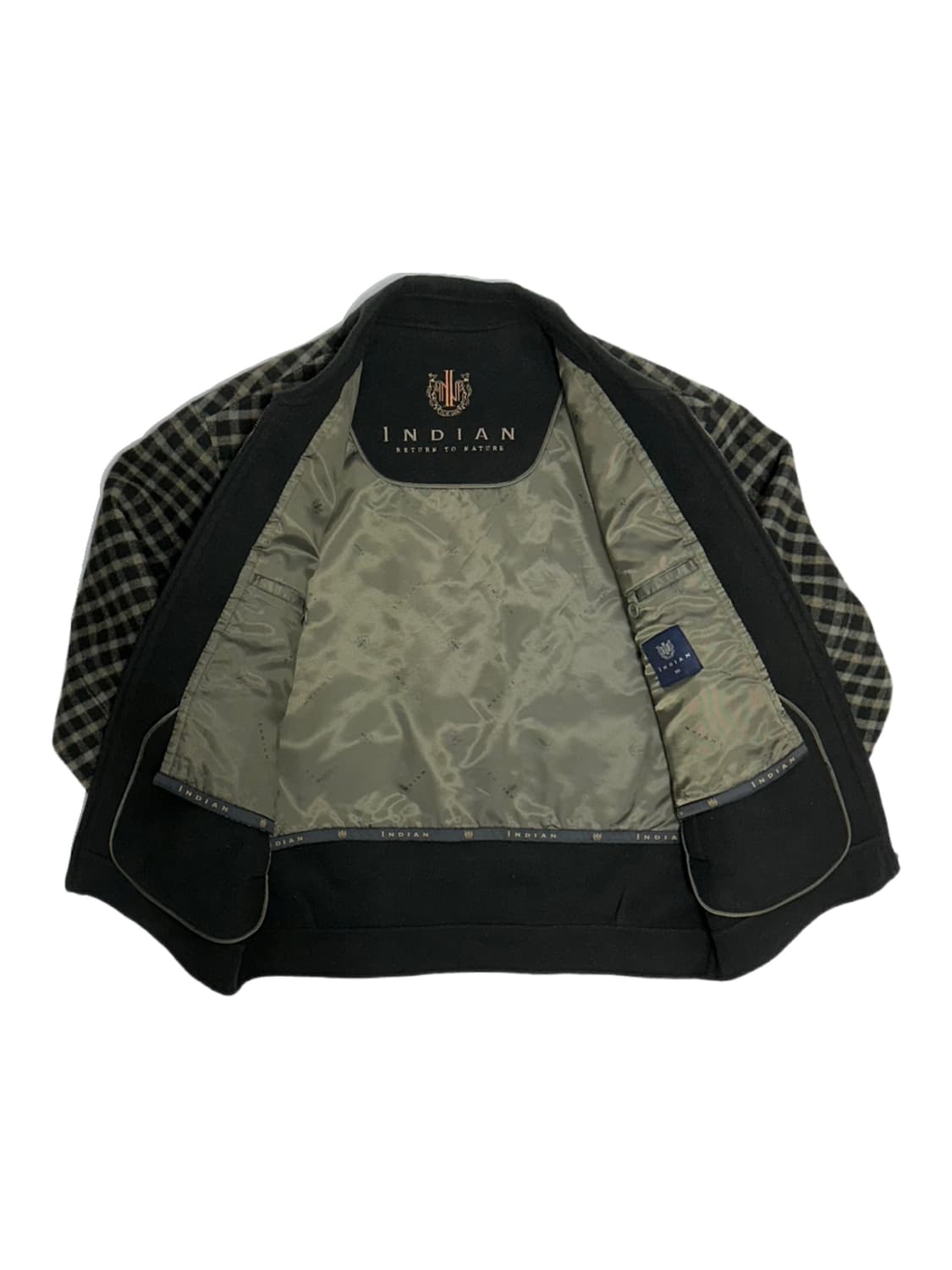 인디안 체크 모직자켓 블루종 상품이미지7