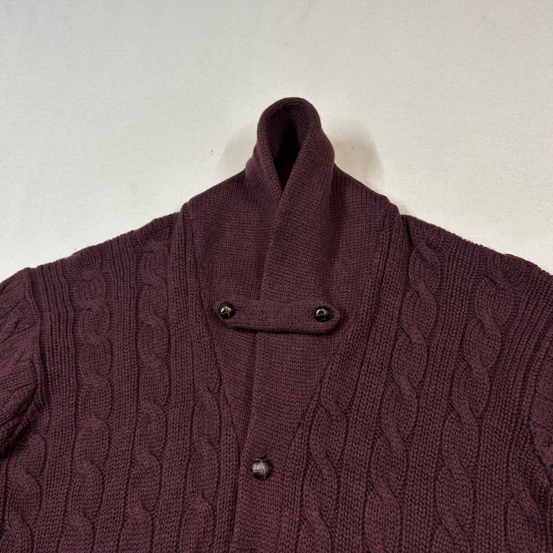 XL) 폴로 랄프로렌 80s 숄카라 울 케이블 니트 가디건 상품이미지6