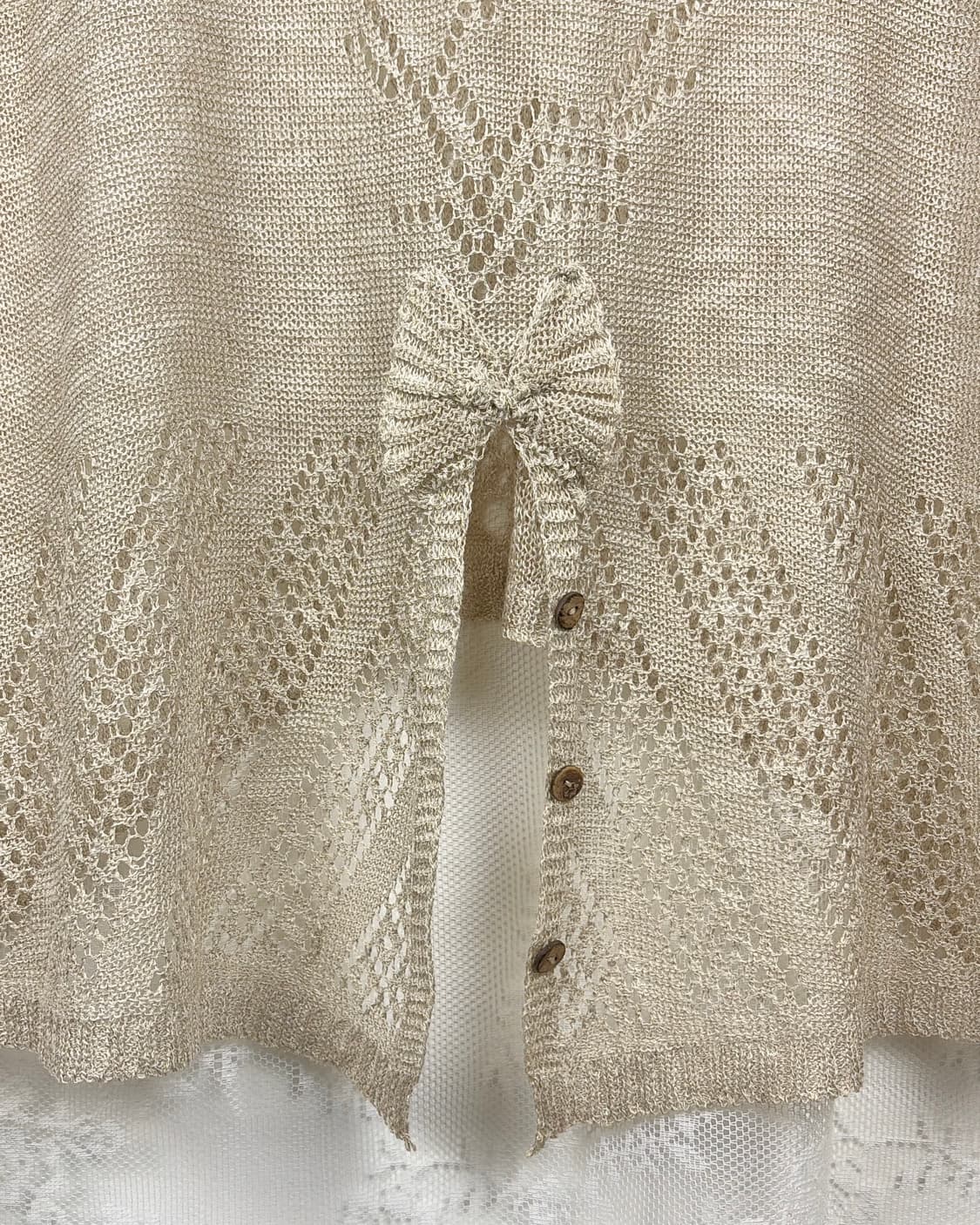 JPN oatmeal ribbon slit vest 상품이미지3