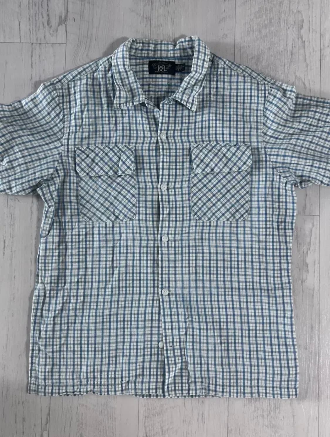 RRL 24SS 인디고 체크 져지 캠프 셔츠 M 상품이미지1