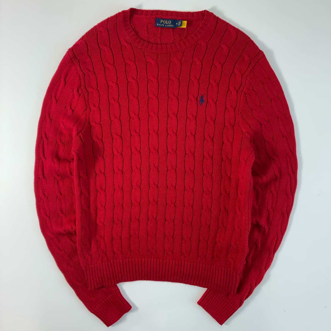 Polo  폴로 랄프로렌 신형 자수 코튼 레드 꽈배기 니트  상품이미지1