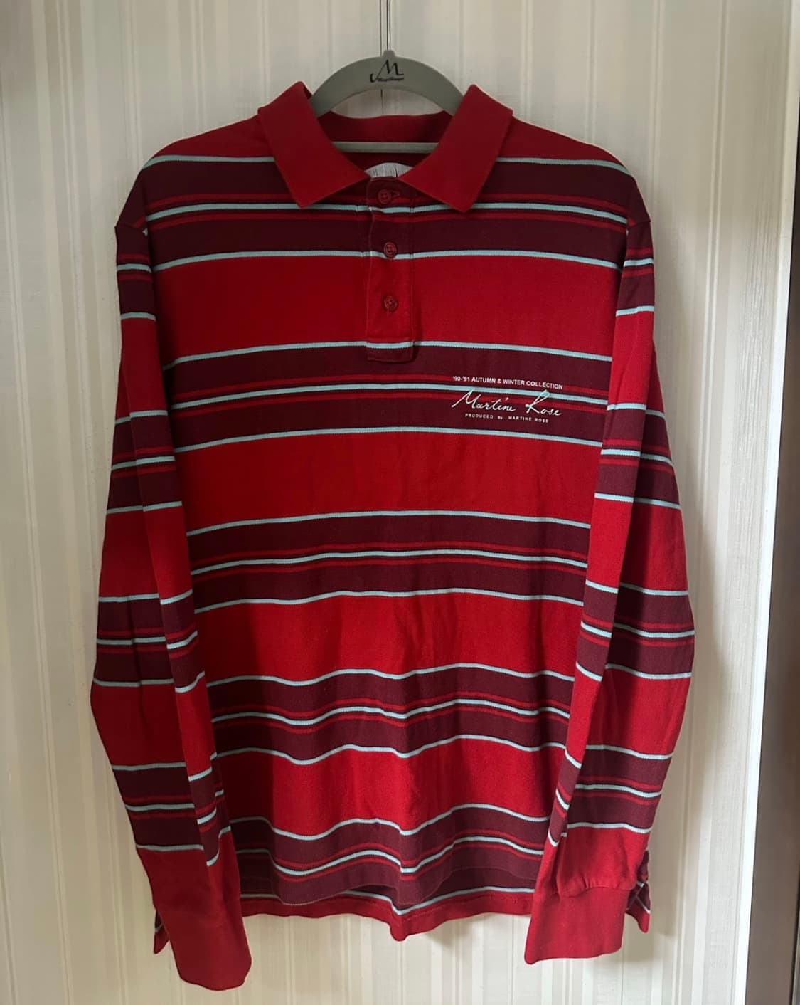 마틴로즈 스트라이프 티 레드 M 상품이미지1