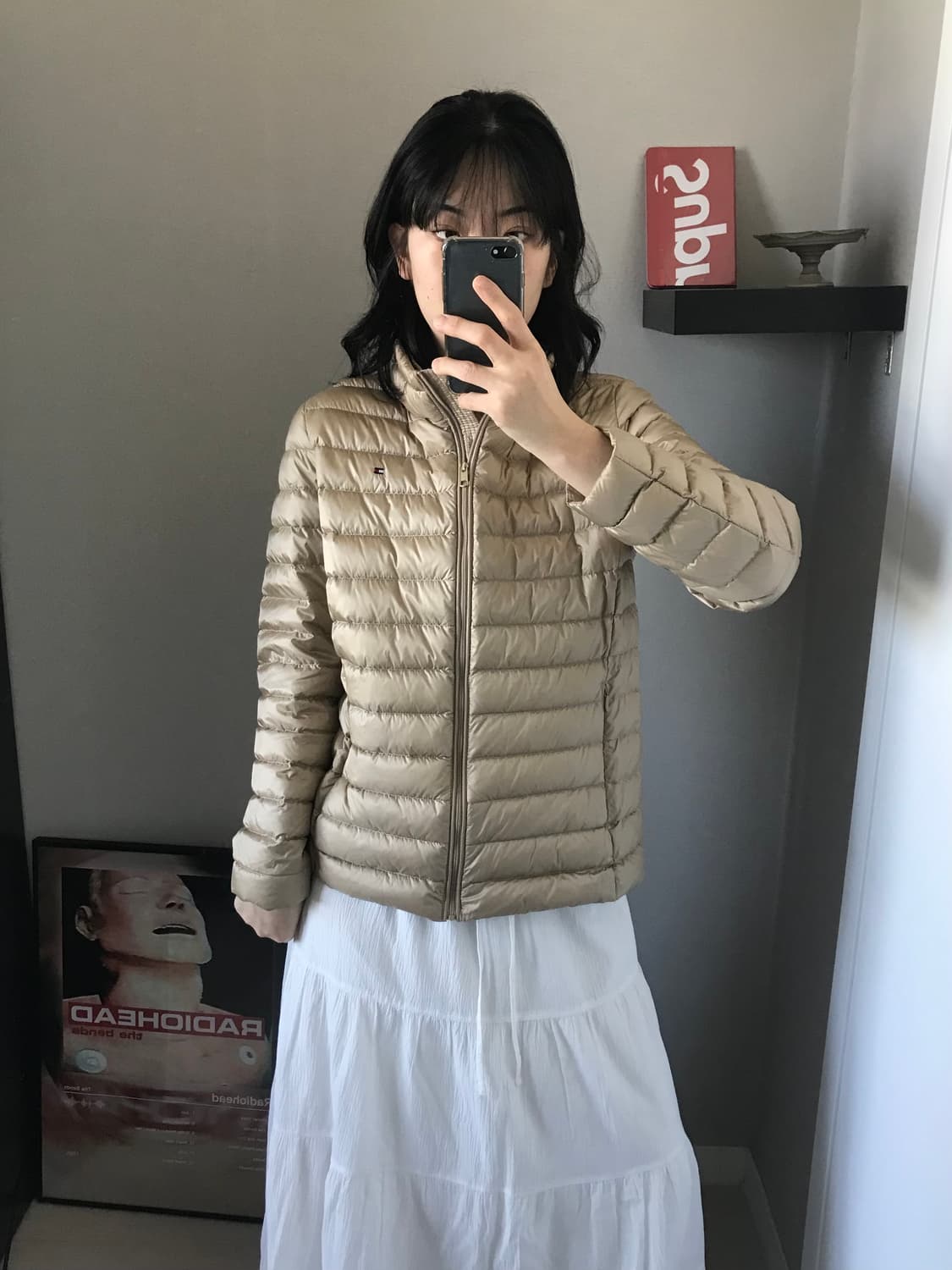타미힐피거 로고 베이지 경량 패딩 상품이미지2