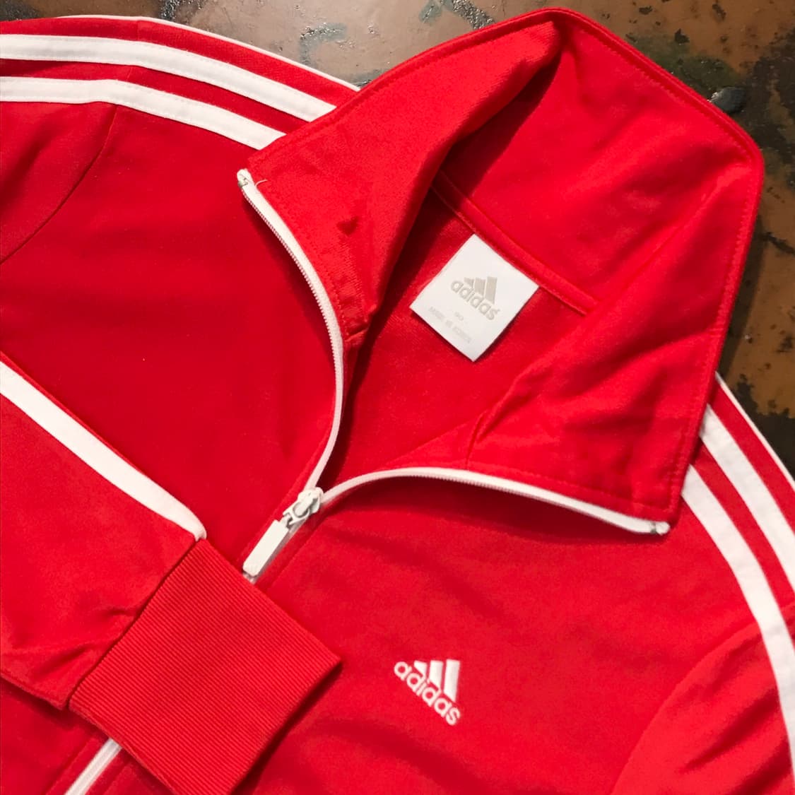 아디다스 레드 집업 져지 자켓 여성 44 사이즈  상품이미지2