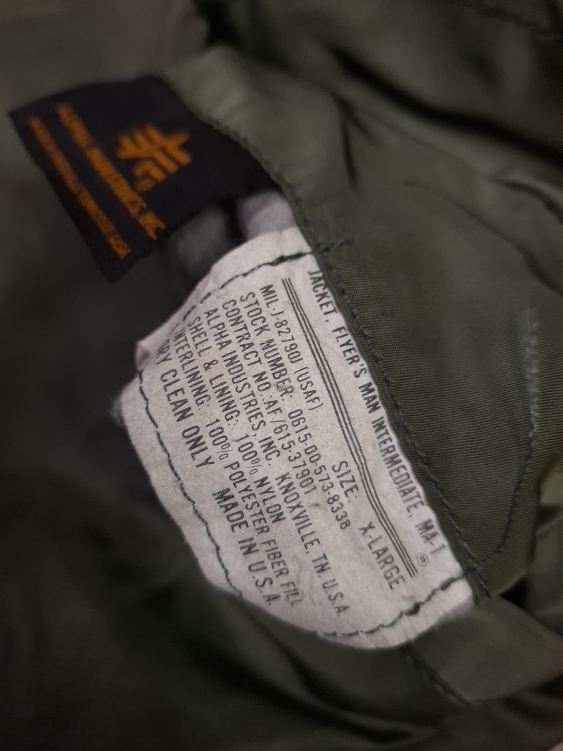 오리지날 미국제조 알파사 미공군 민수용 MA-1 항공점퍼 상품이미지2