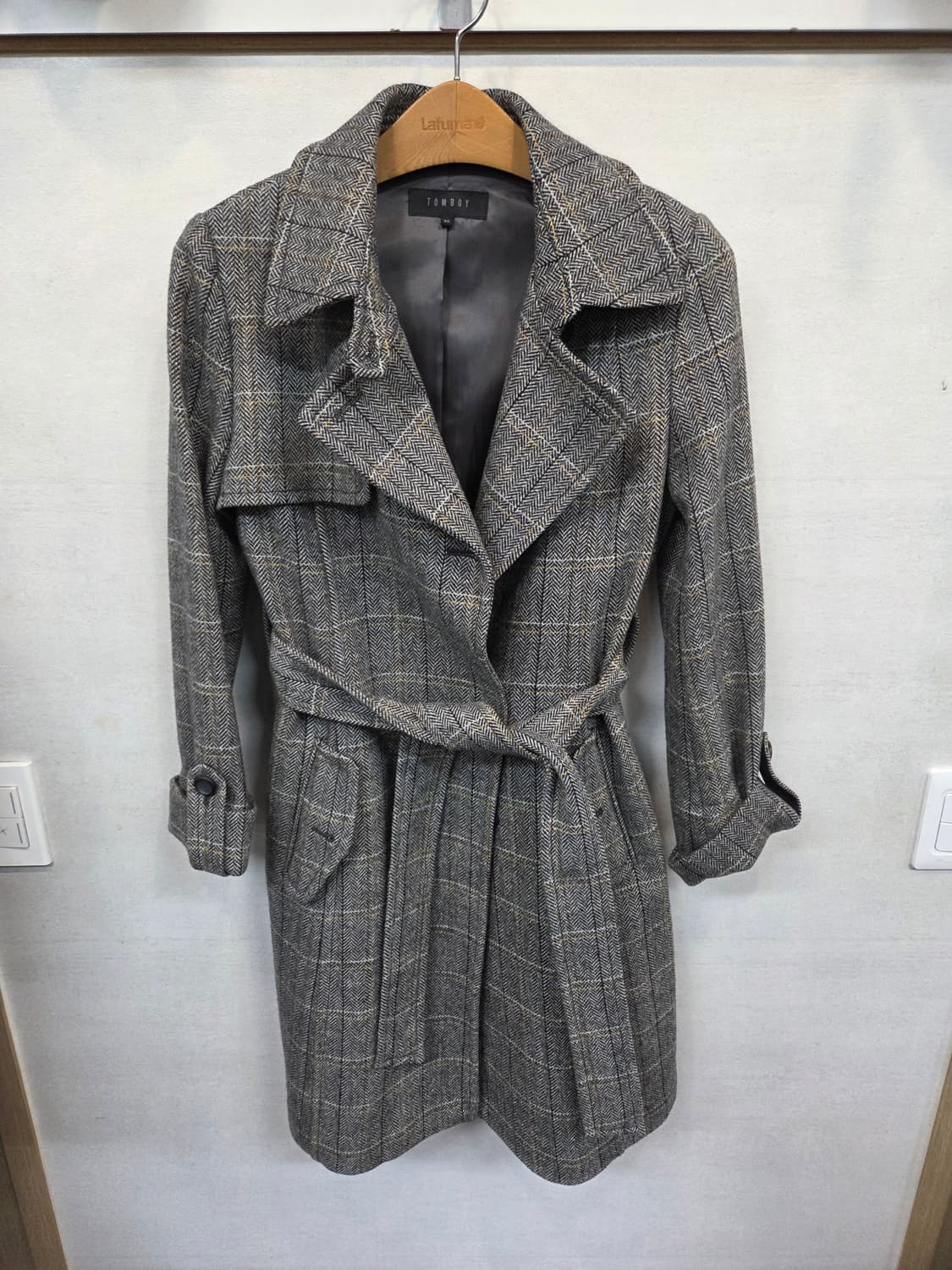 톰보이 여성 울 체크 트렌치코트 90 66  상품이미지1