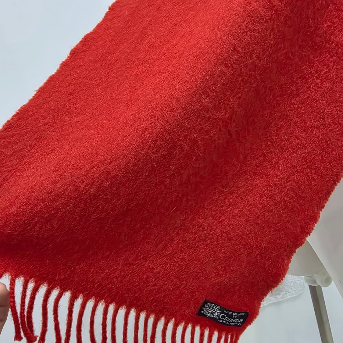 스코틀랜드산 크롬비 100% 캐시미어 레드 머플러 상품이미지8