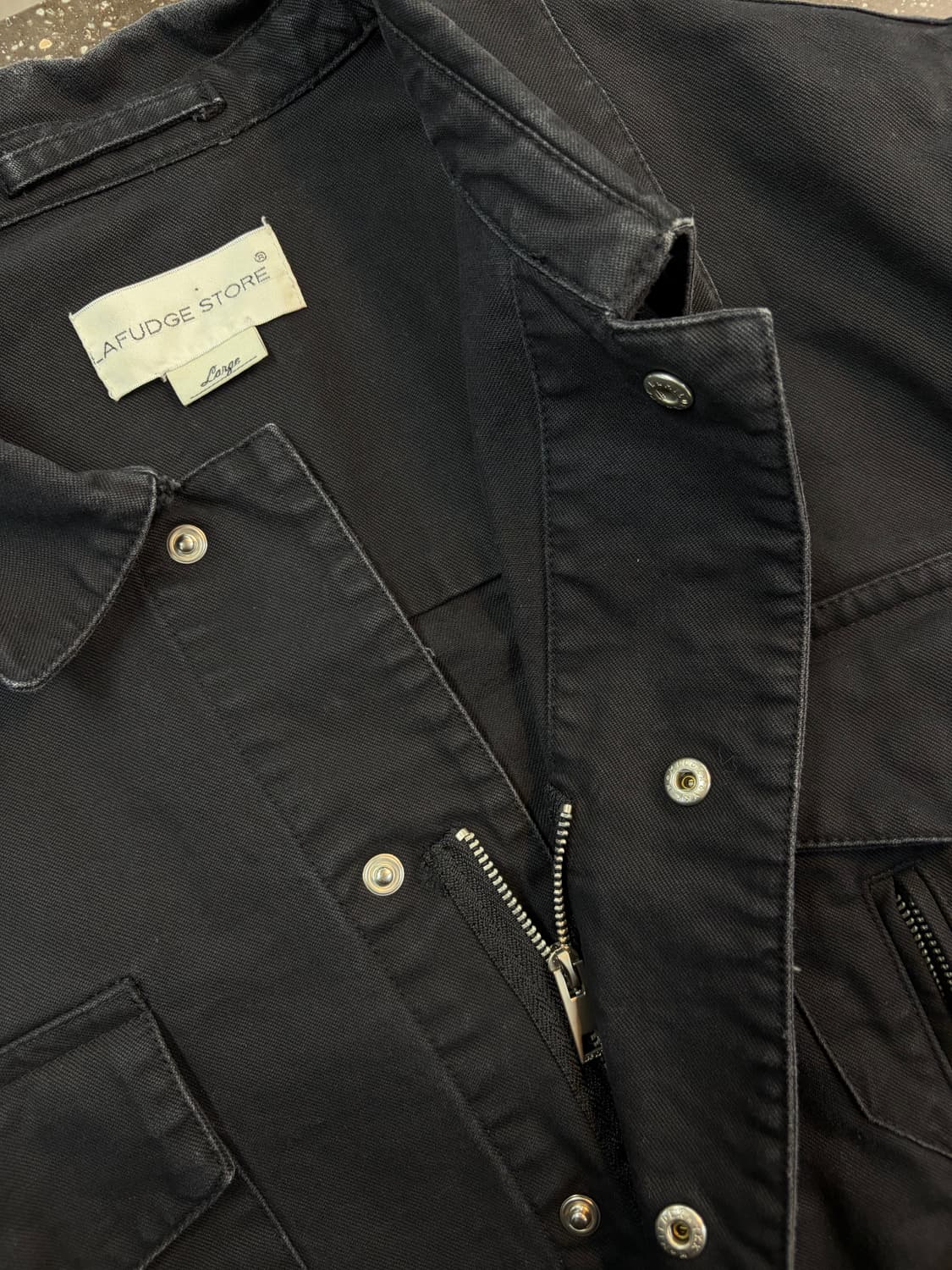 라퍼지스토어 블랙 투웨이 포켓 블루종 면 자켓 상품이미지4